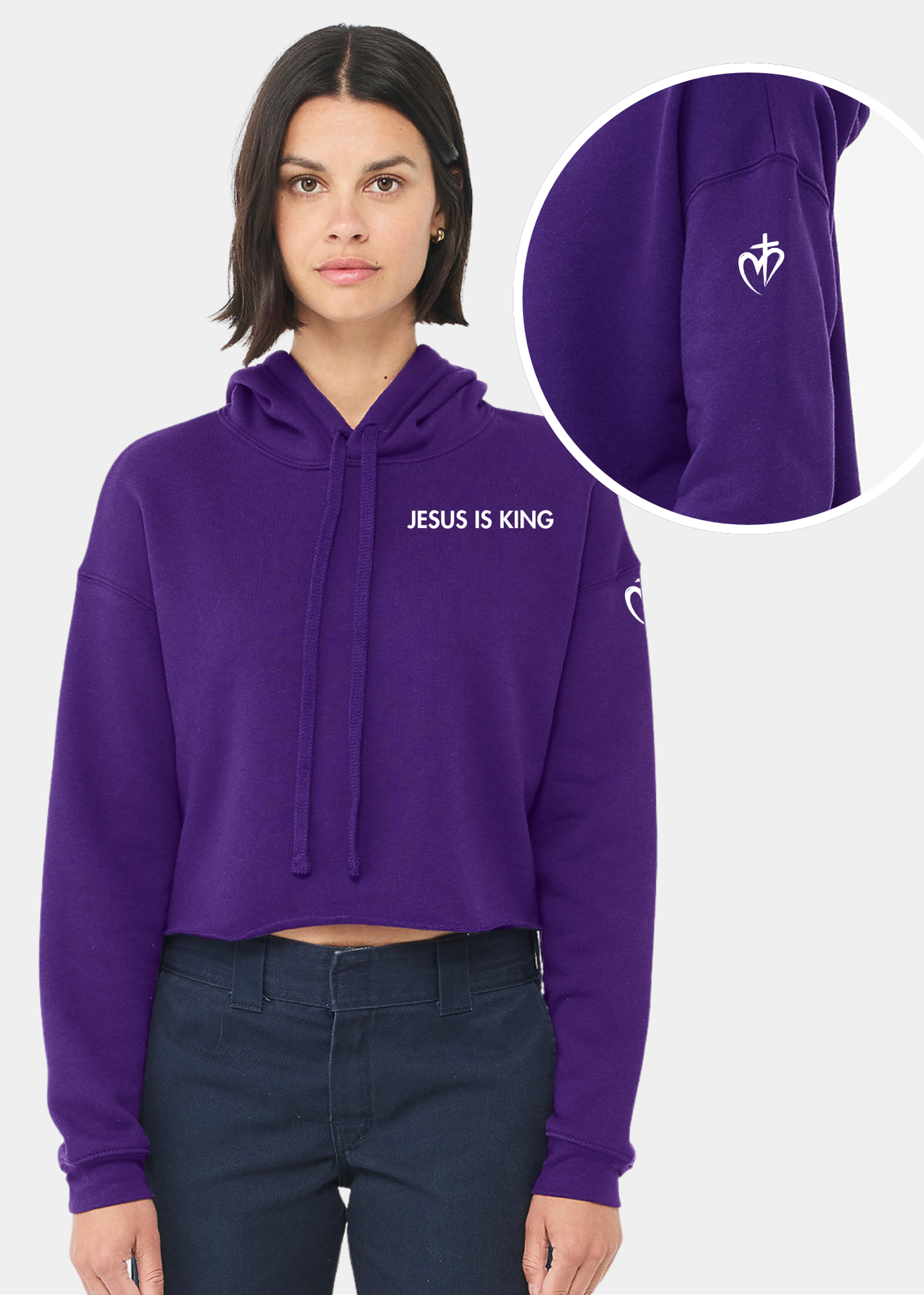 Women's Cropped Fleece Hoodie - Purple