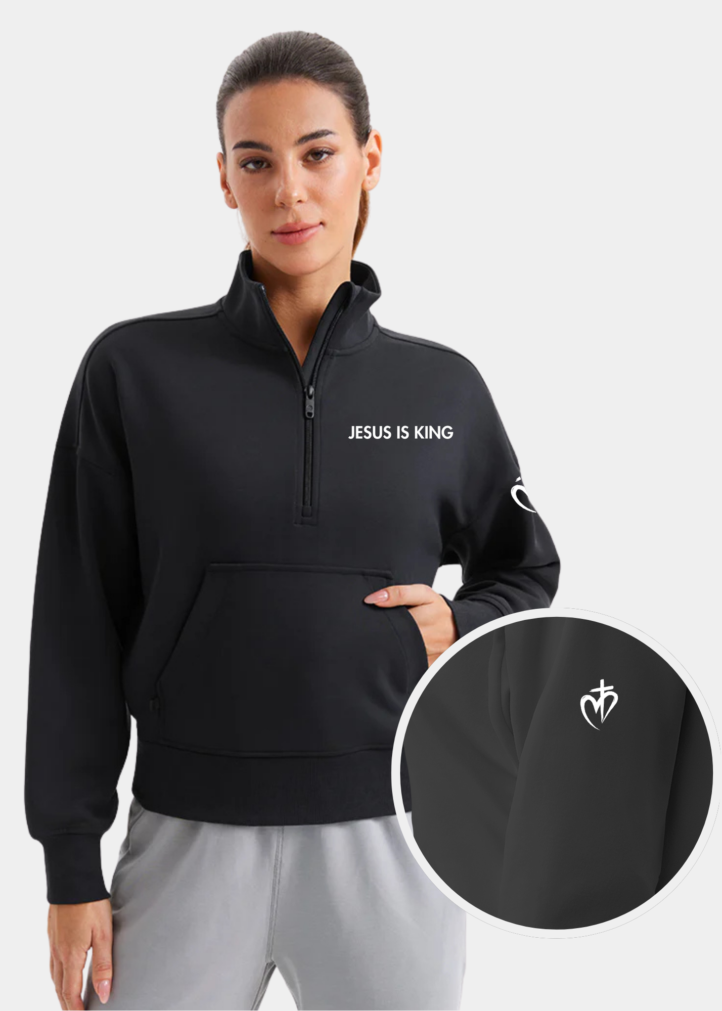 SoftAura Half Zip Pullover Sweatshirt - Black