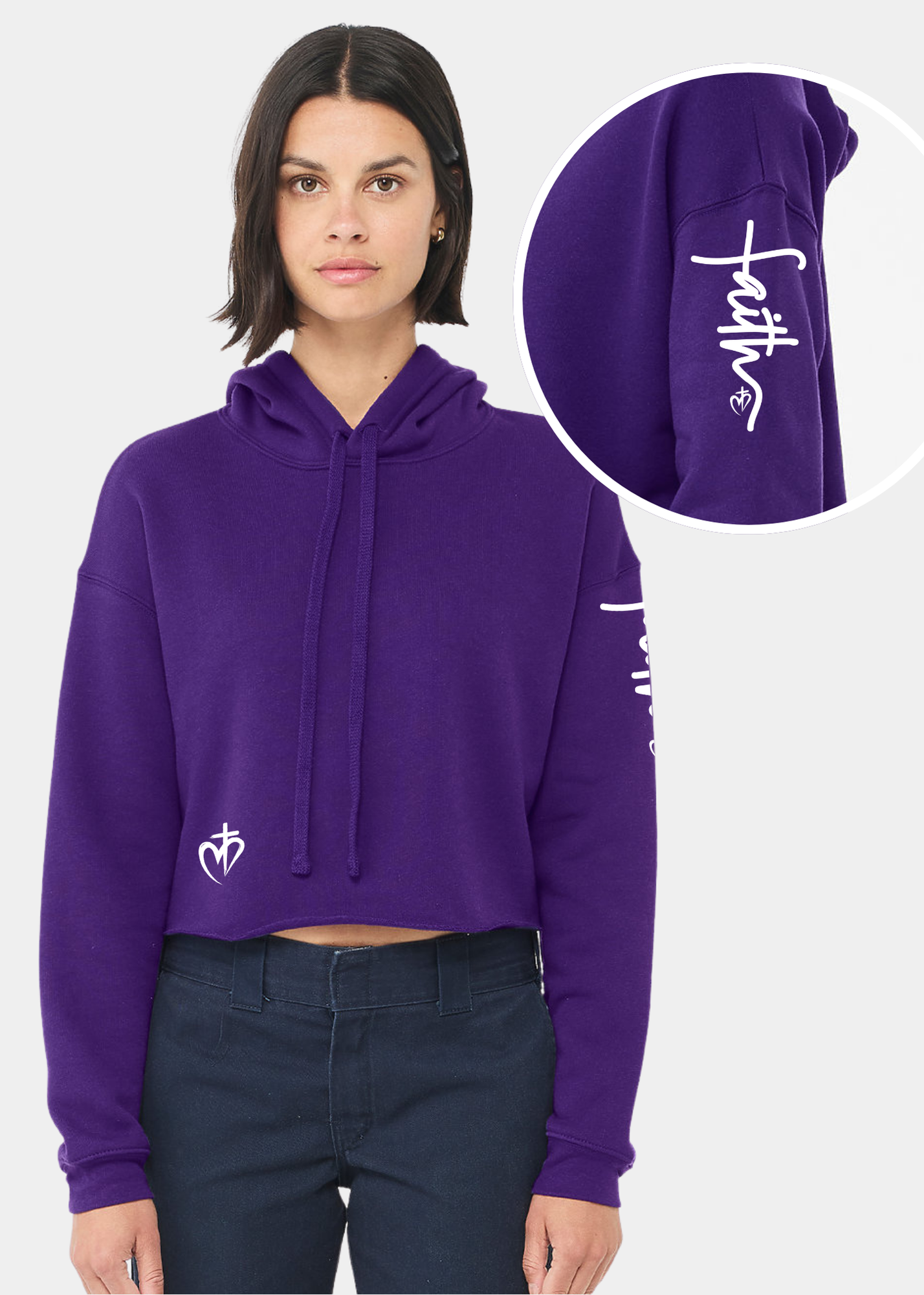 Women's Cropped Fleece Hoodie - Purple