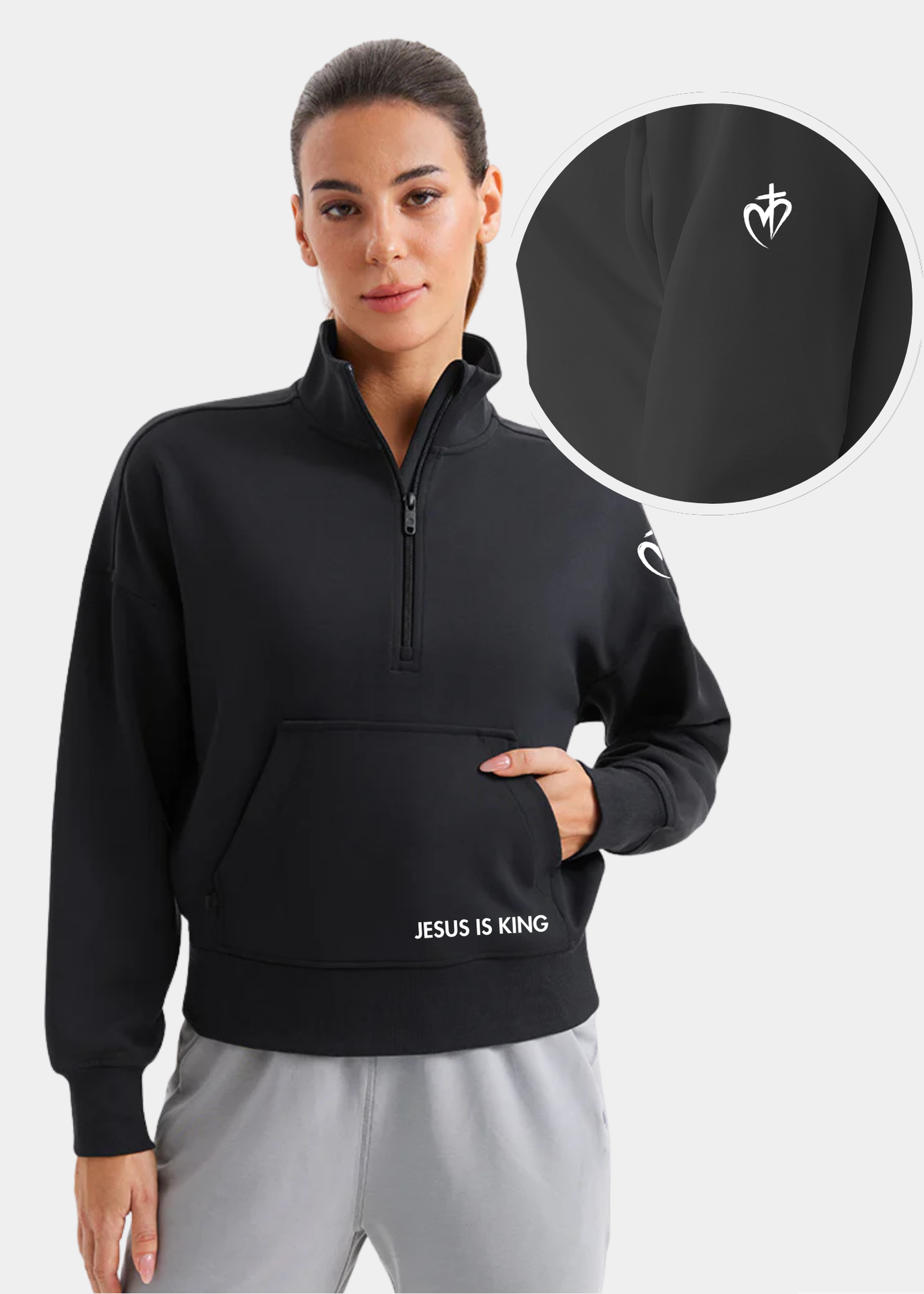SoftAura Half Zip Pullover Sweatshirt - Black