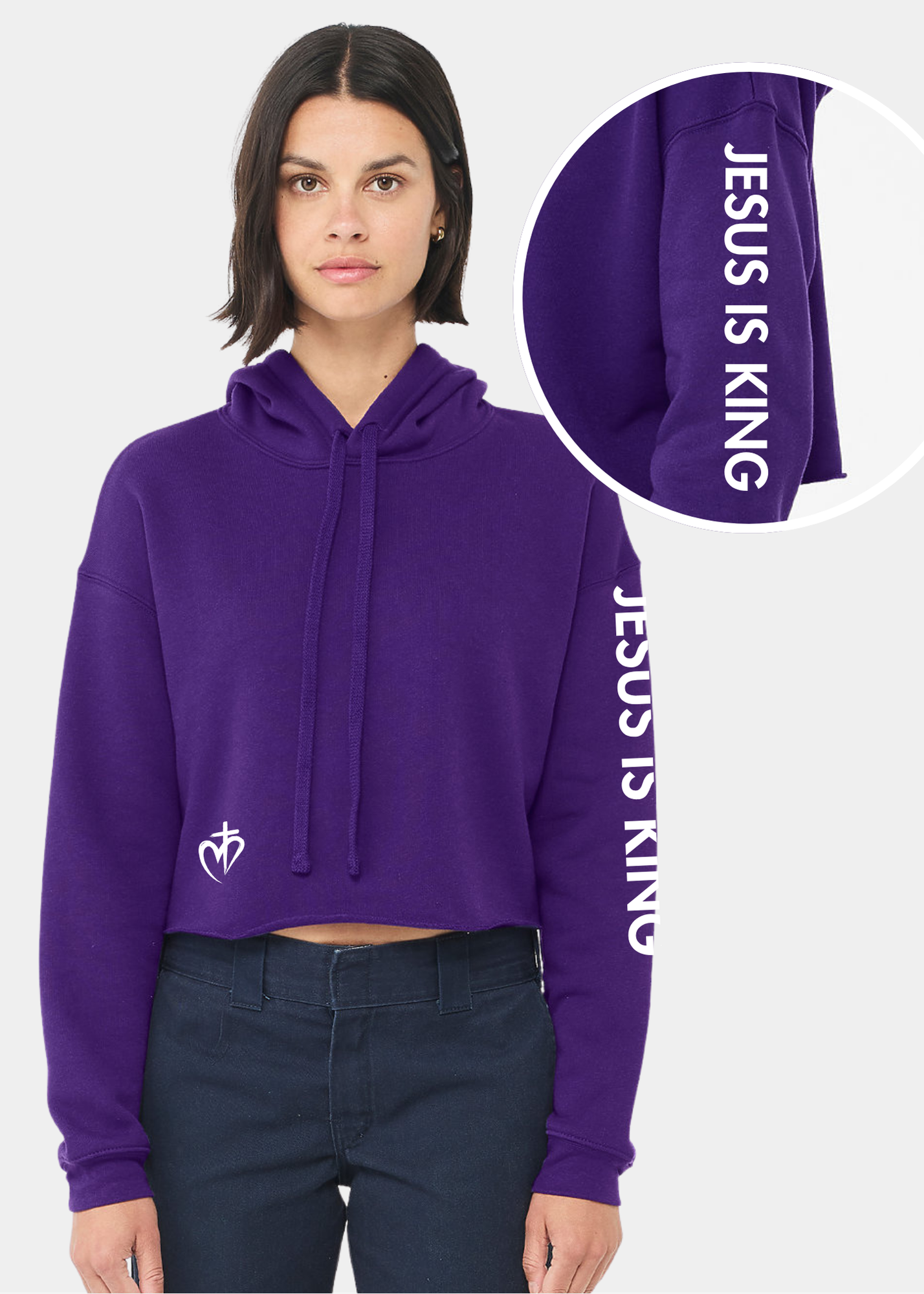 Women's Cropped Fleece Hoodie - Purple