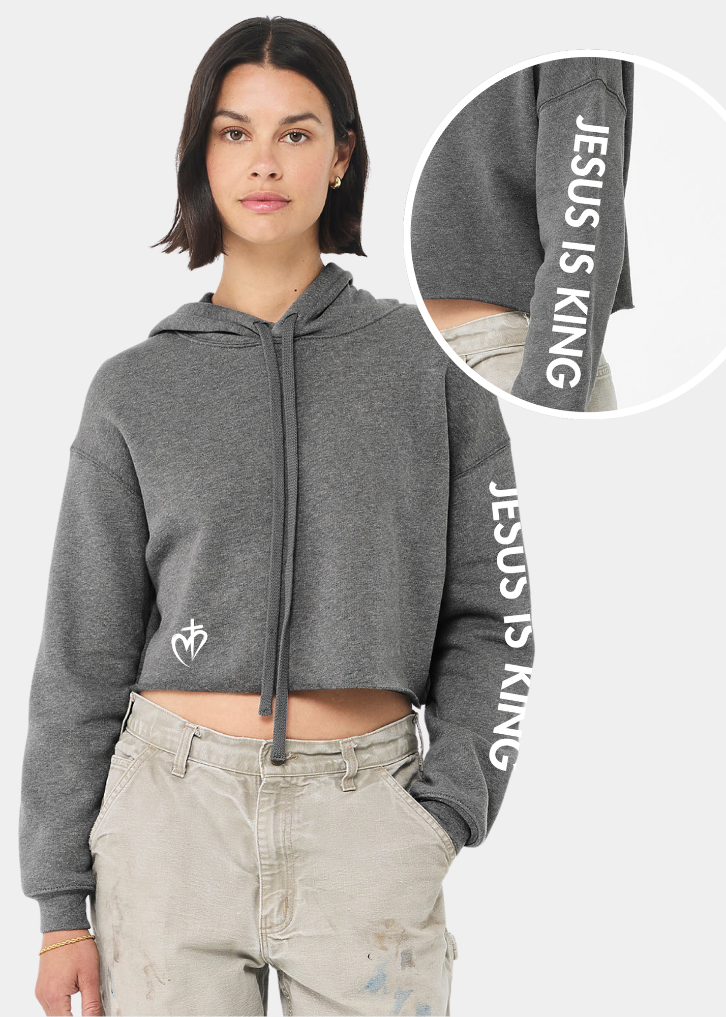 Women's Cropped Fleece Hoodie - Deep Heather