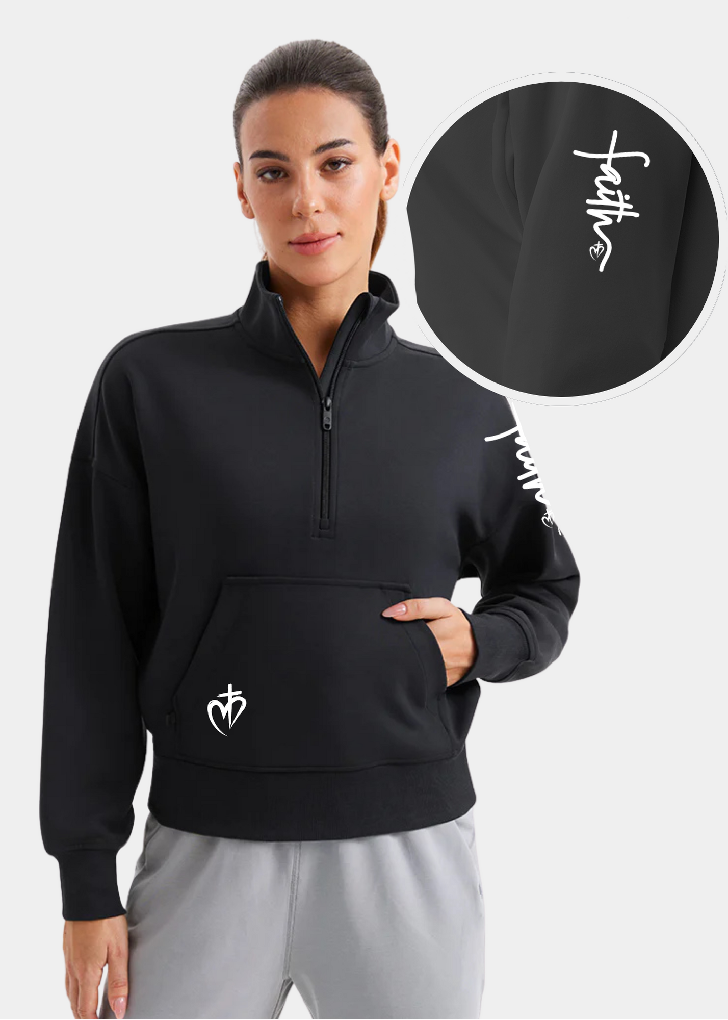 SoftAura Half Zip Pullover Sweatshirt - Black