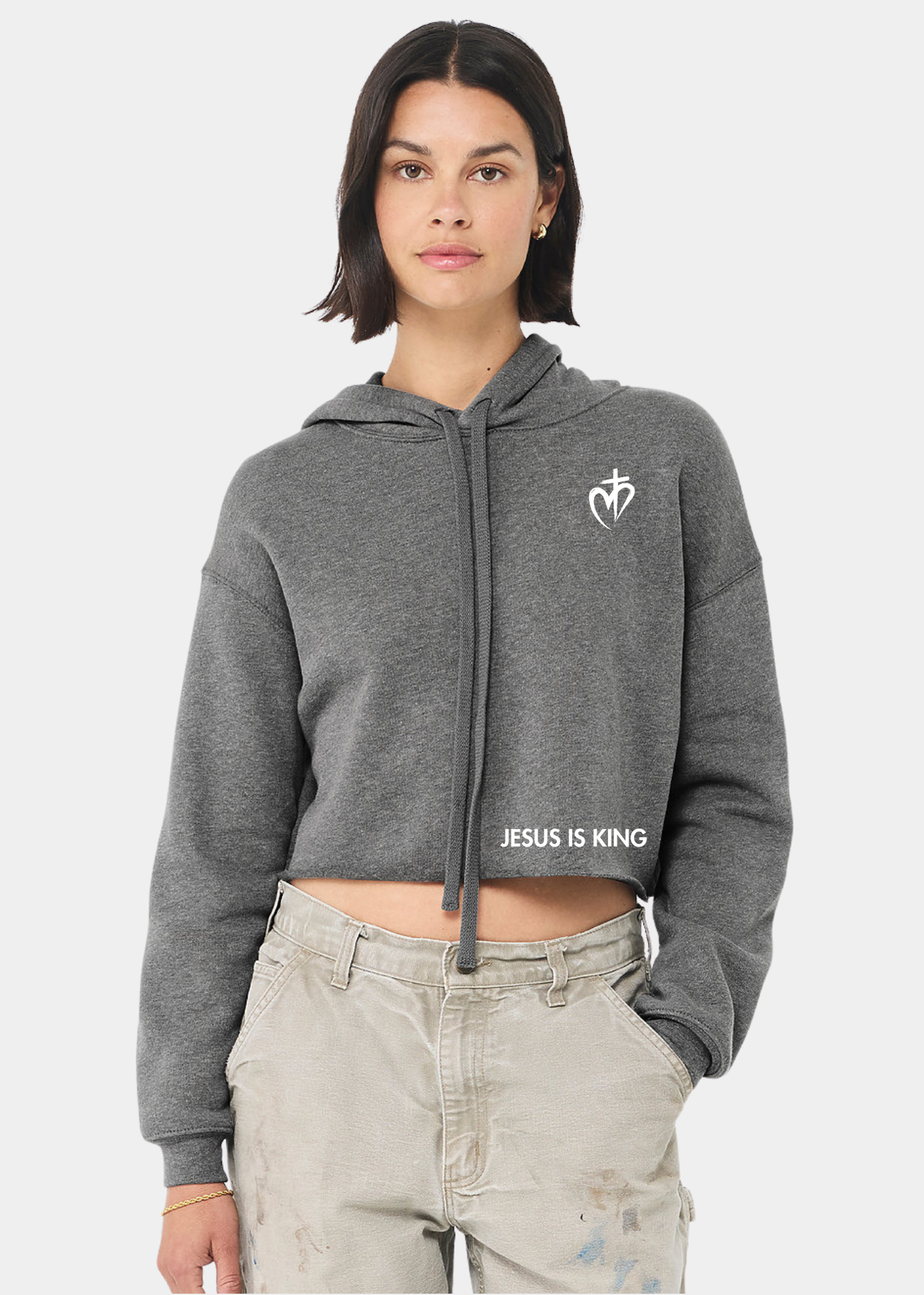 Women's Cropped Fleece Hoodie - Deep Heather