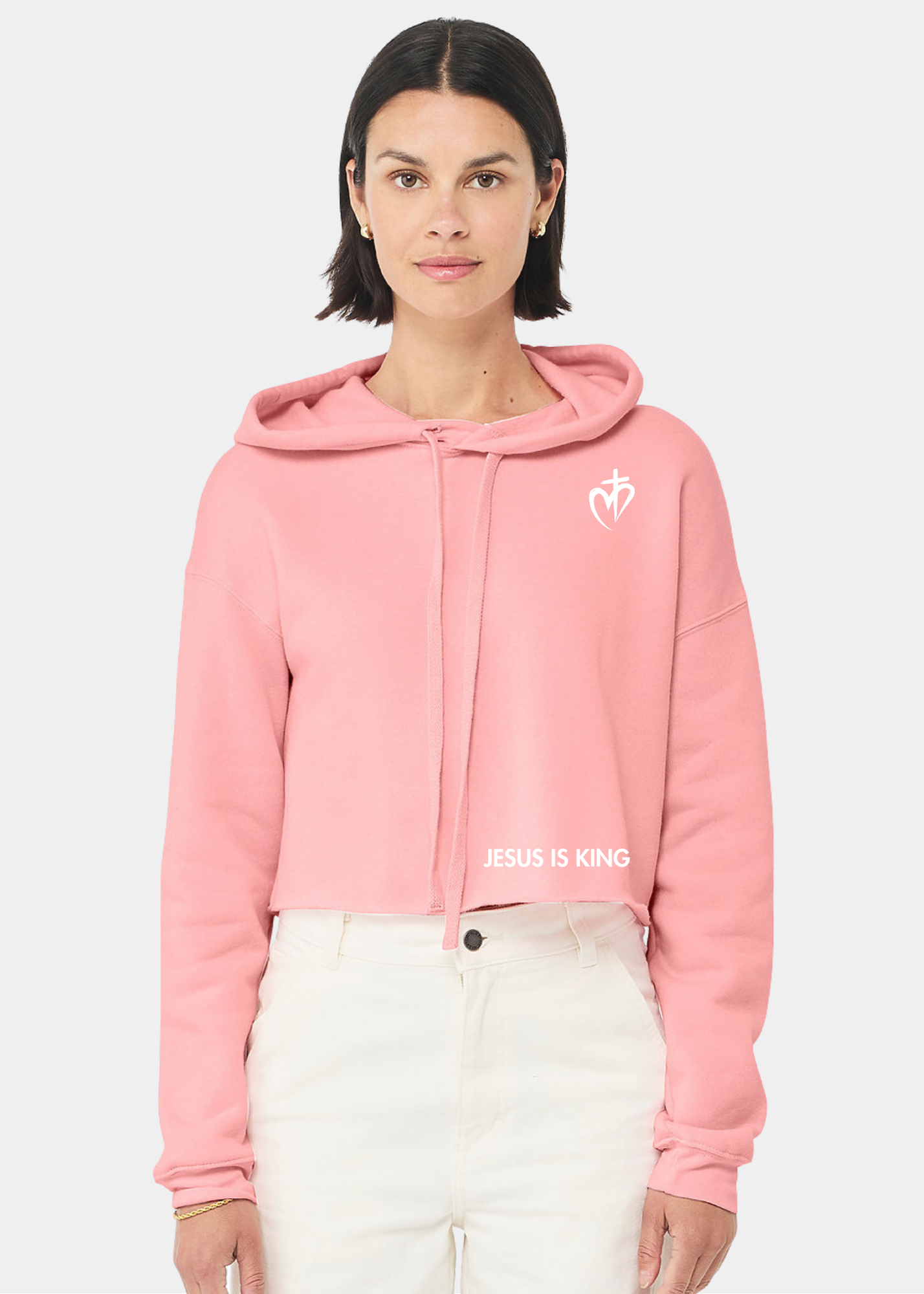 Women's Cropped Fleece Hoodie - Pink