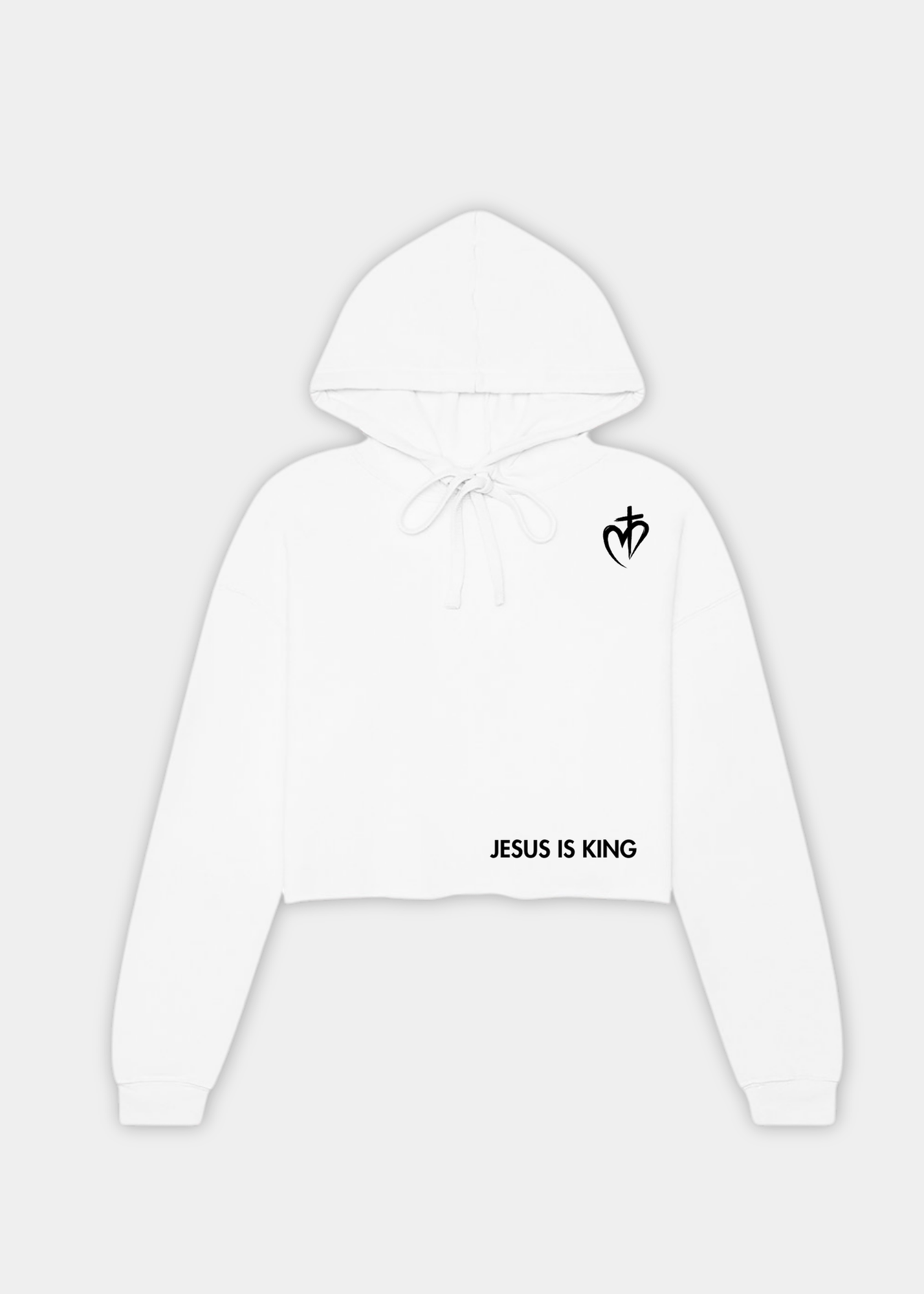 Women's Cropped Fleece Hoodie - White