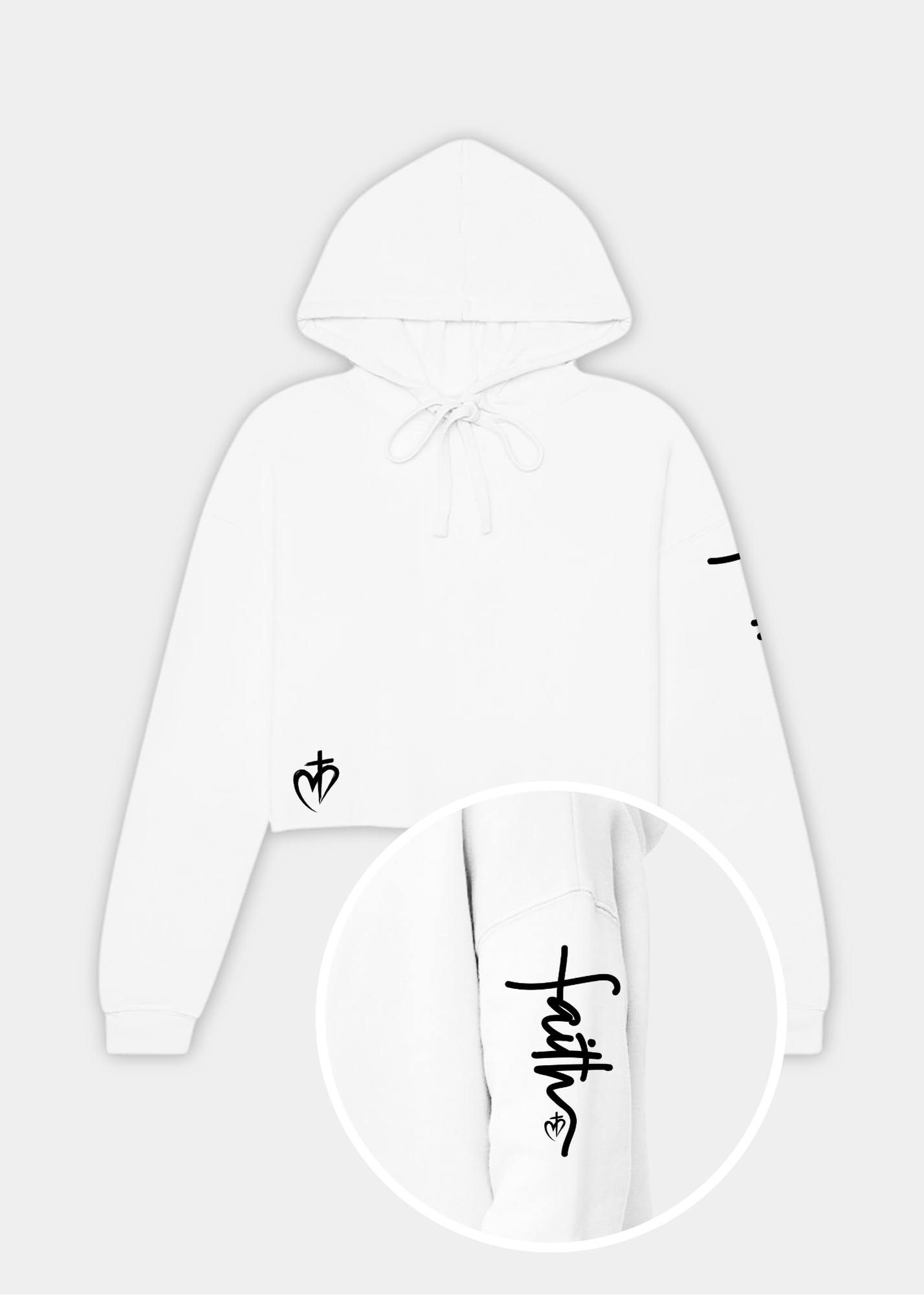 Women's Cropped Fleece Hoodie - White
