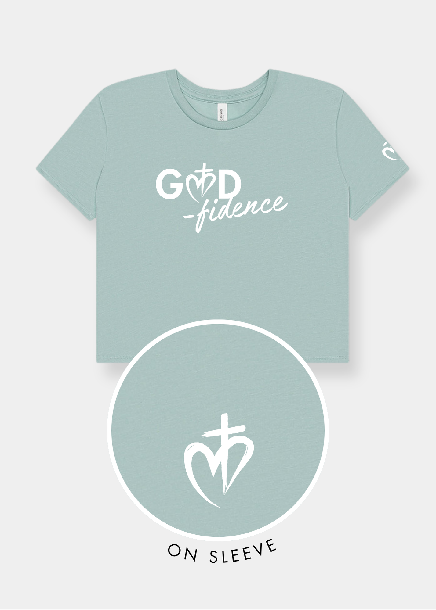 Women's Flowy Cropped Tee - Dusty Blue + White Print