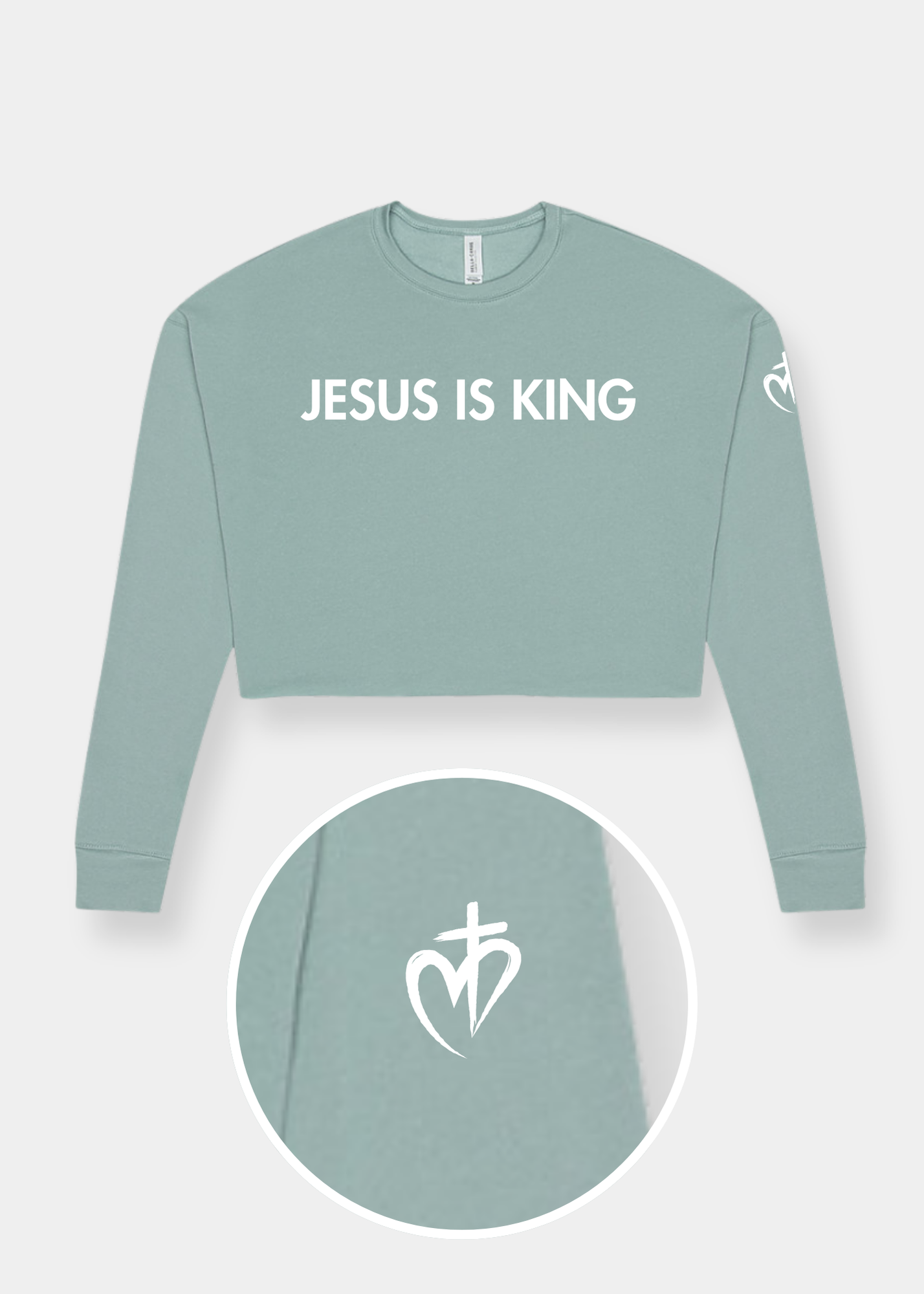 Women's Cropped Crew Fleece - Dusty Blue