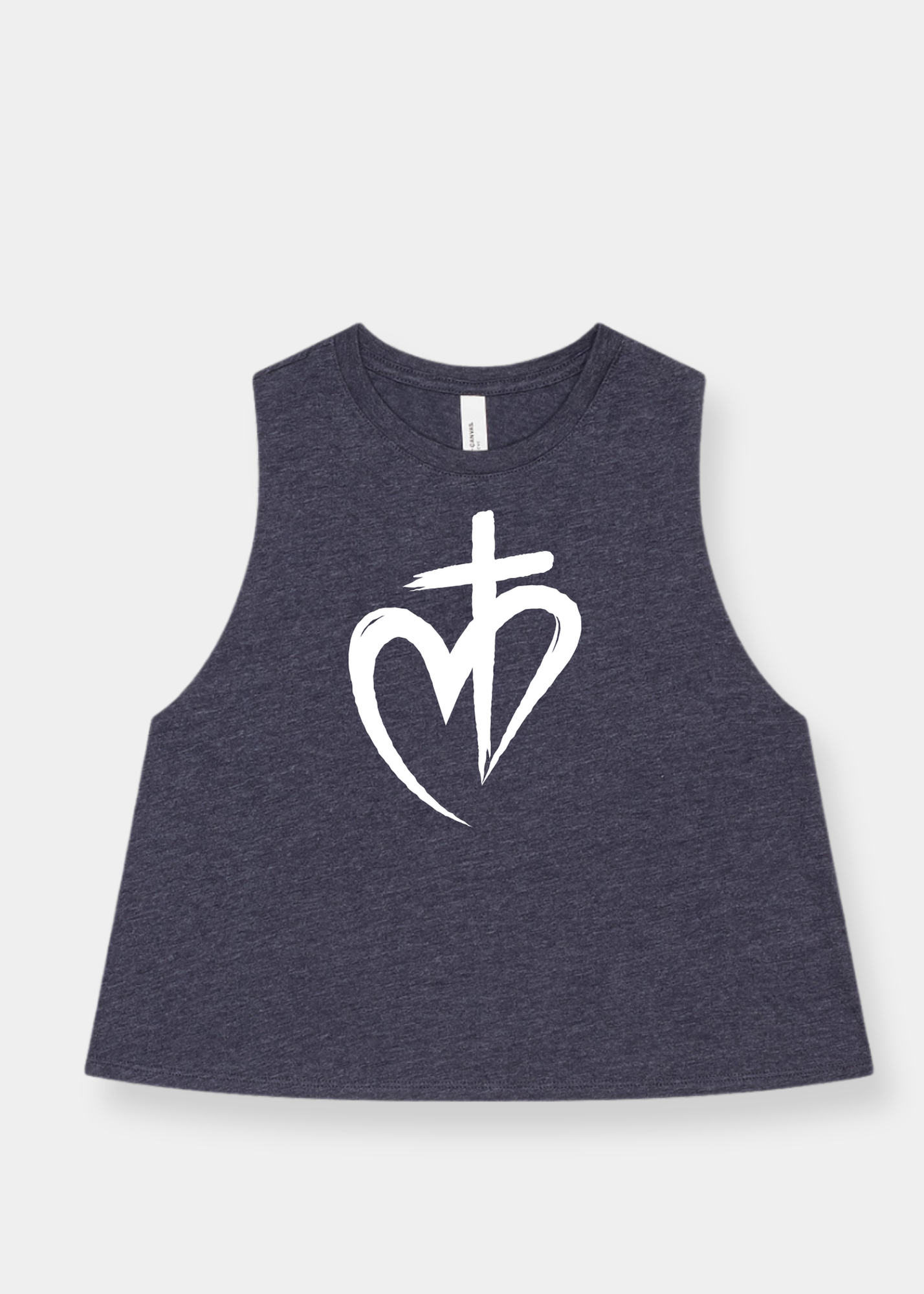 Women's Racerback Cropped Tank - Heather Navy