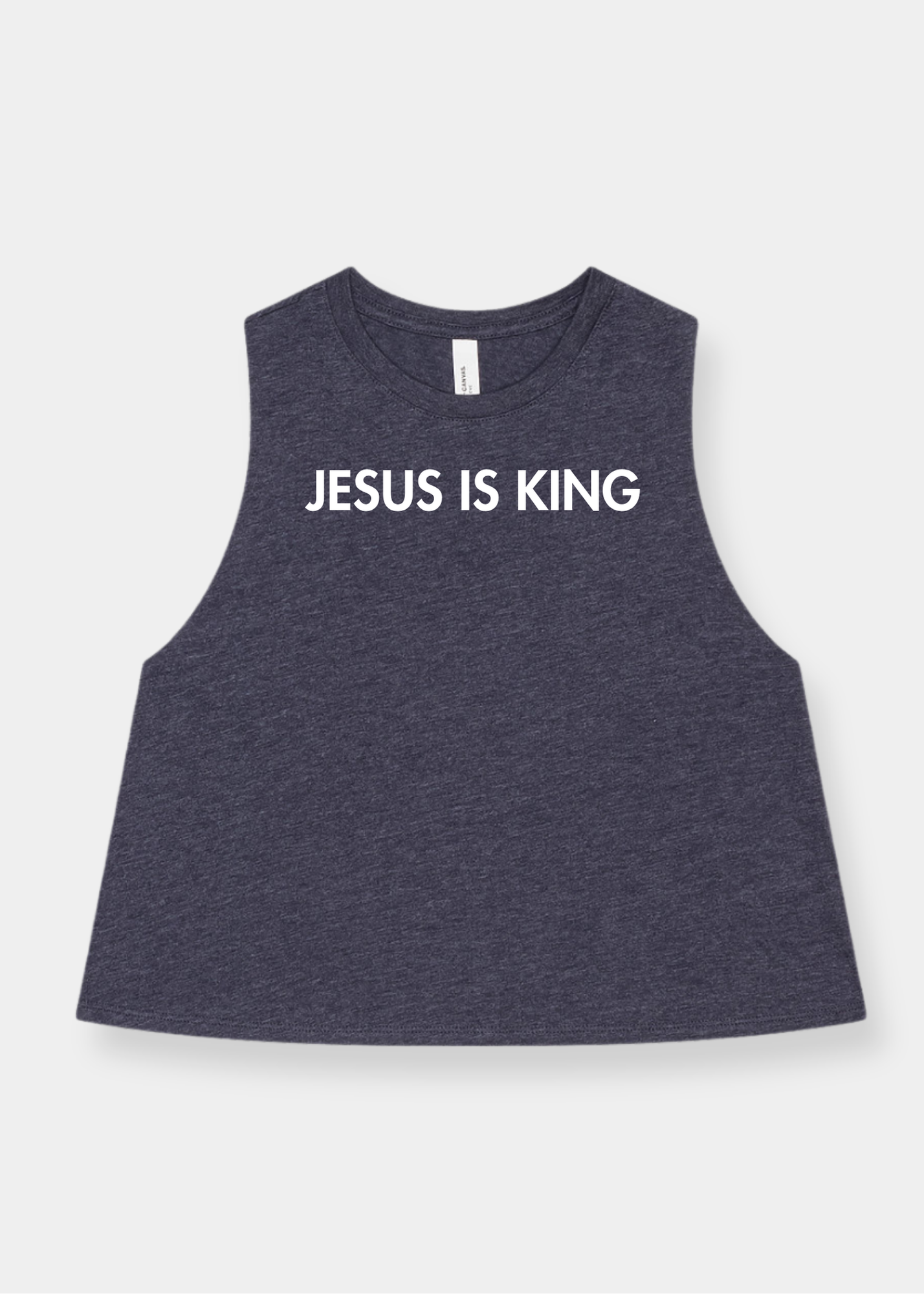 Women's Racerback Cropped Tank - Heather Navy