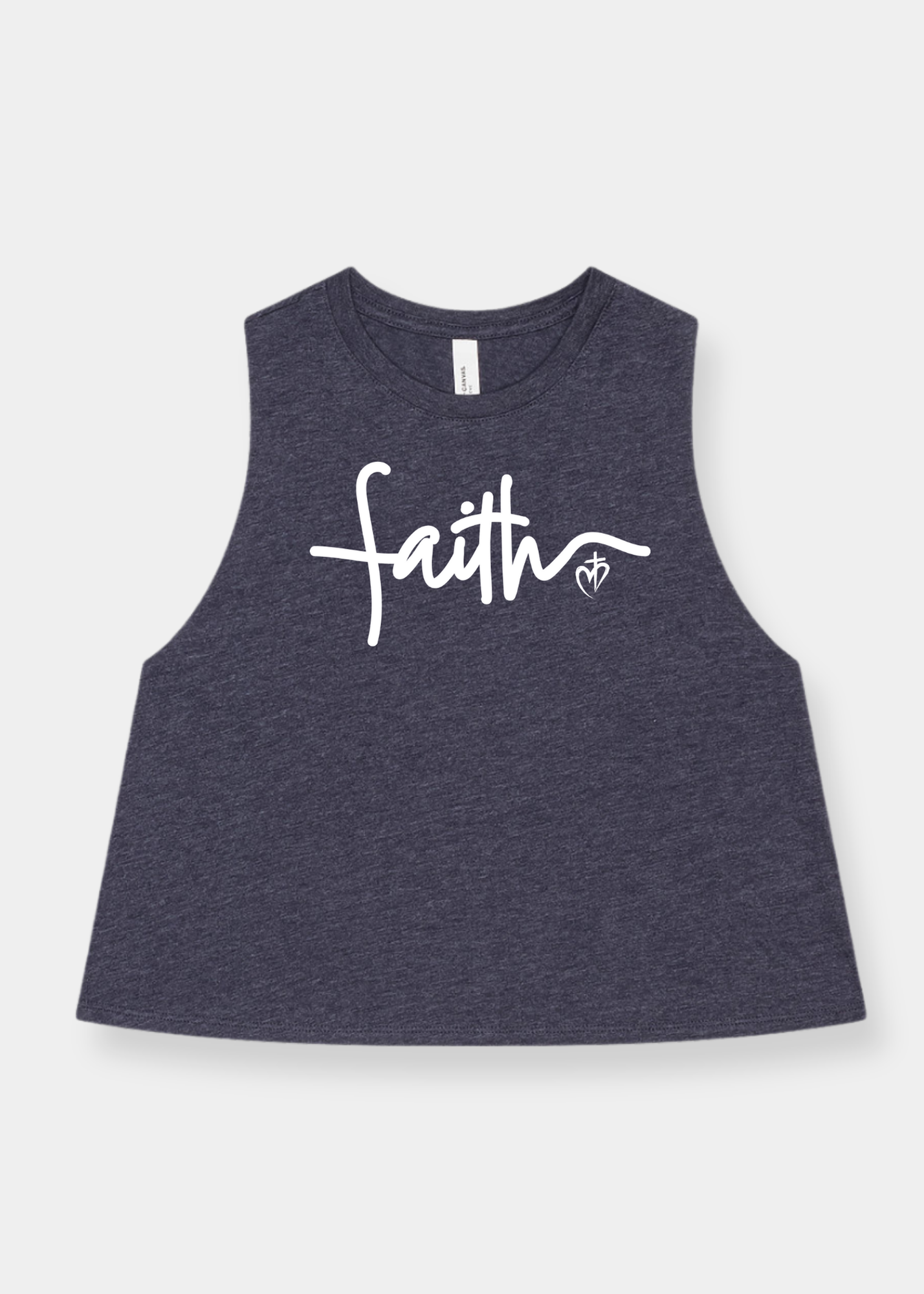 Women's Racerback Cropped Tank - Heather Navy
