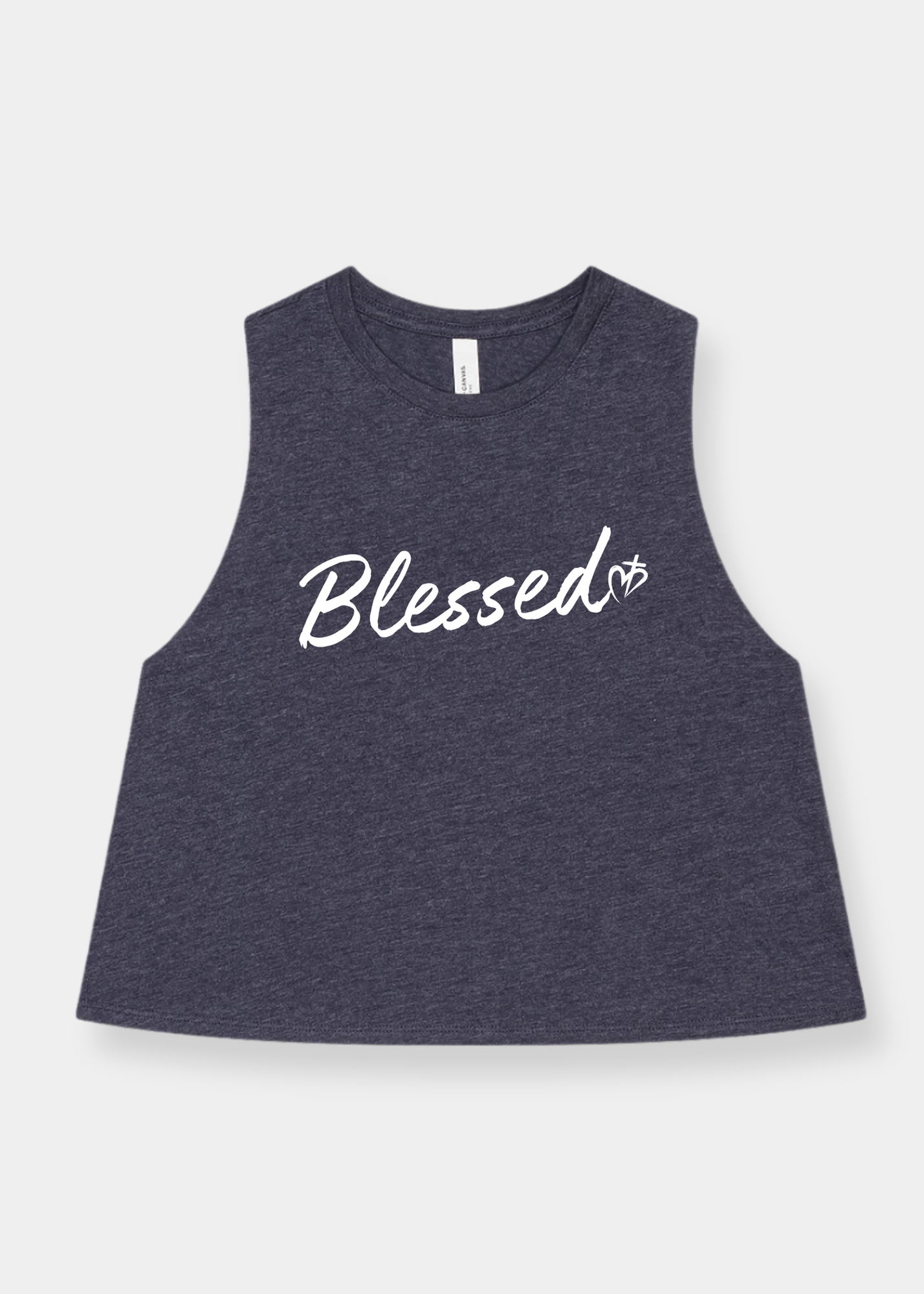 Women's Racerback Cropped Tank - Heather Navy