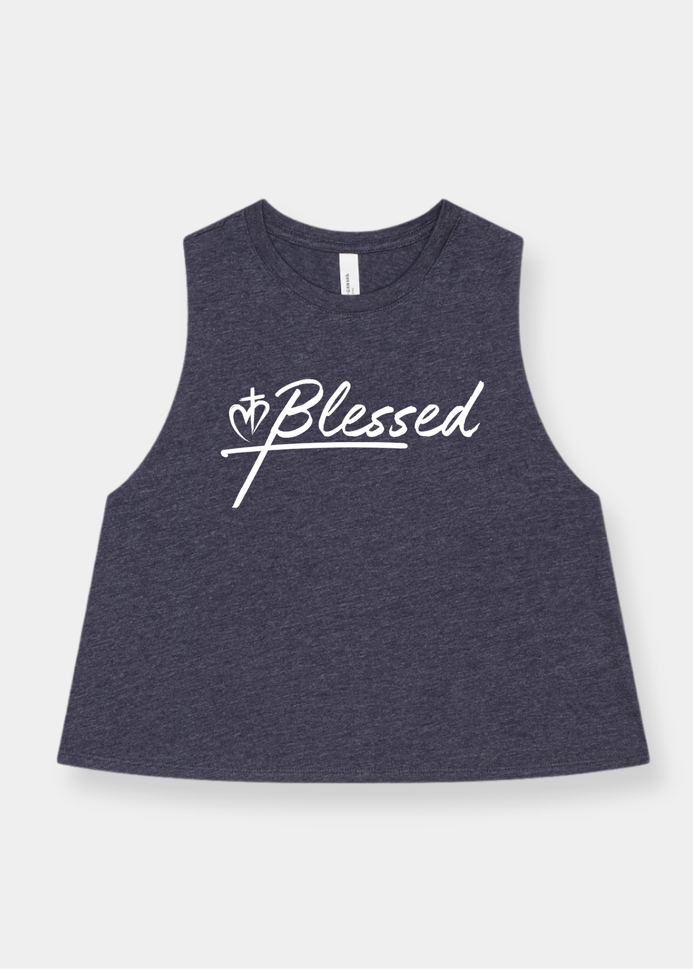 Women's Racerback Cropped Tank - Heather Navy