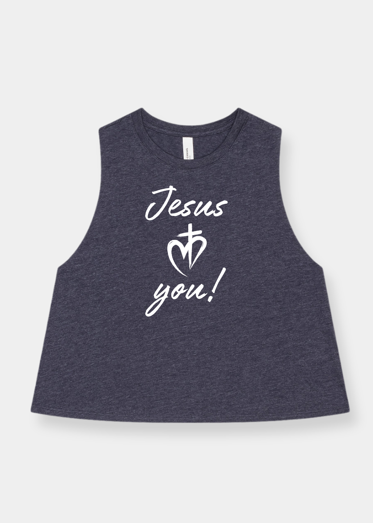 Women's Racerback Cropped Tank - Heather Navy