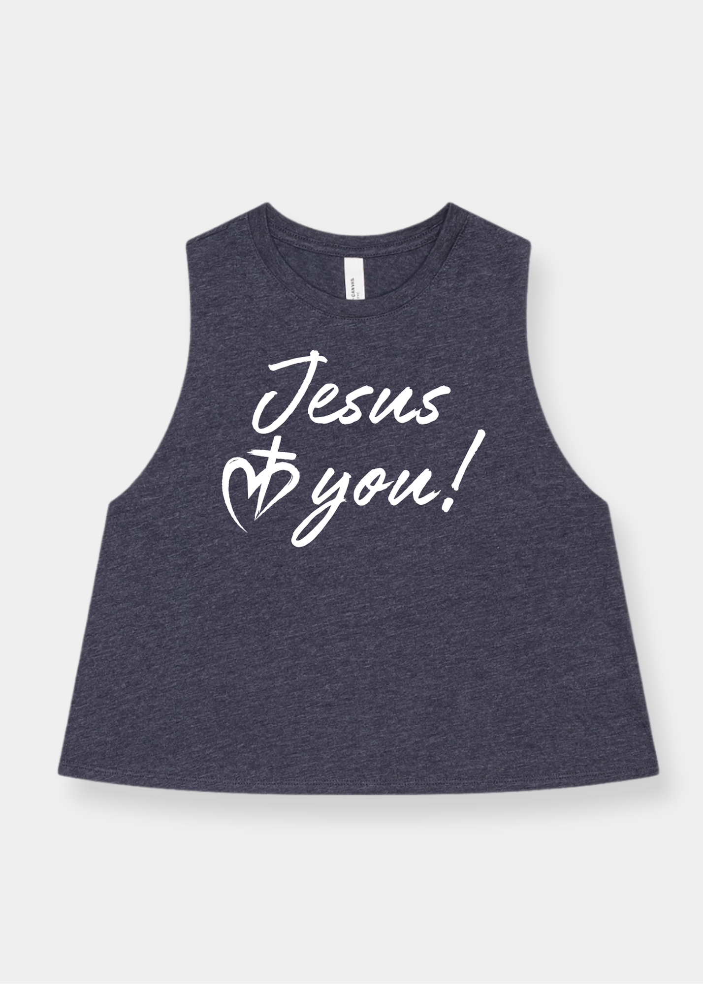 Women's Racerback Cropped Tank - Heather Navy