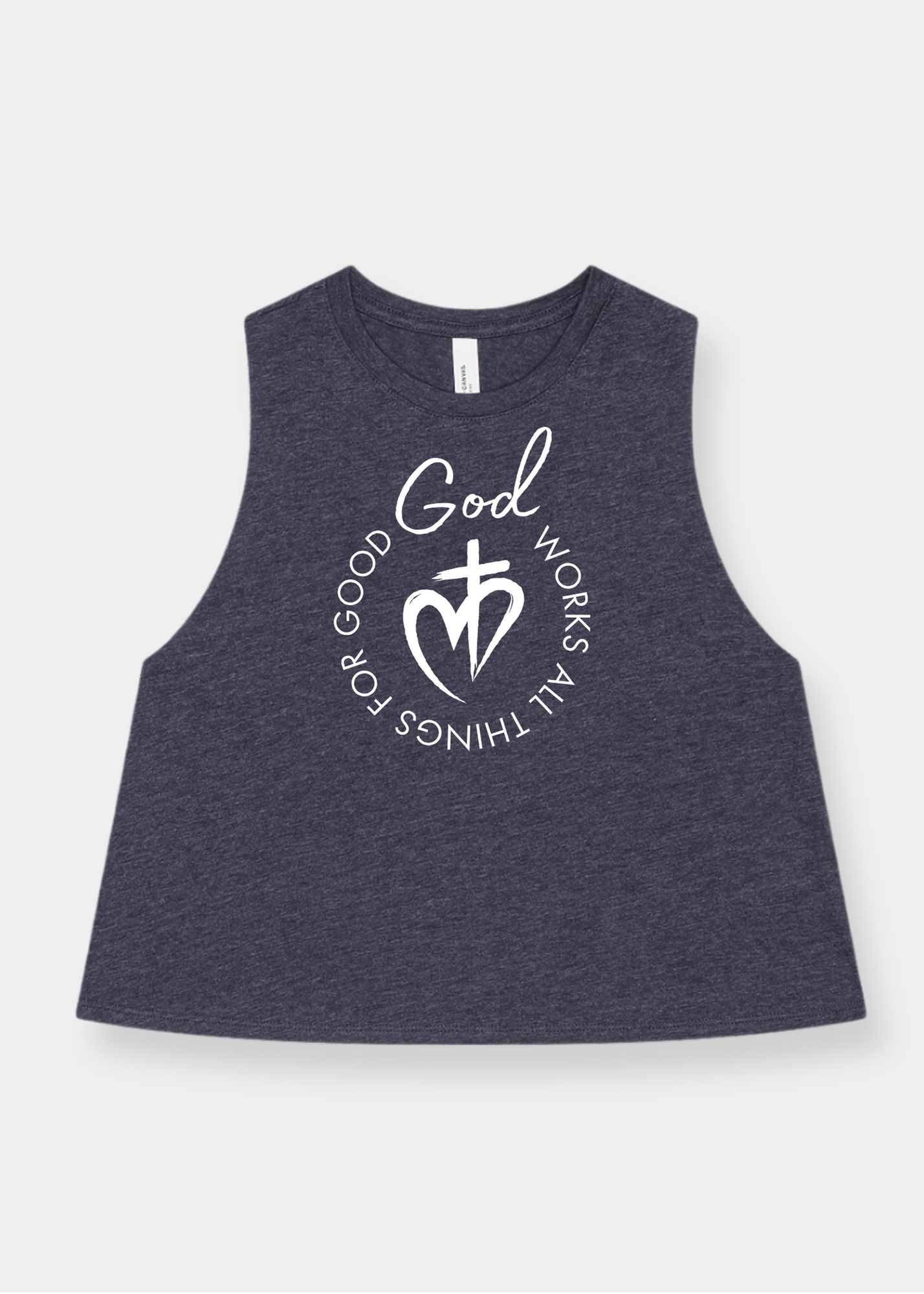 Women's Racerback Cropped Tank - Heather Navy