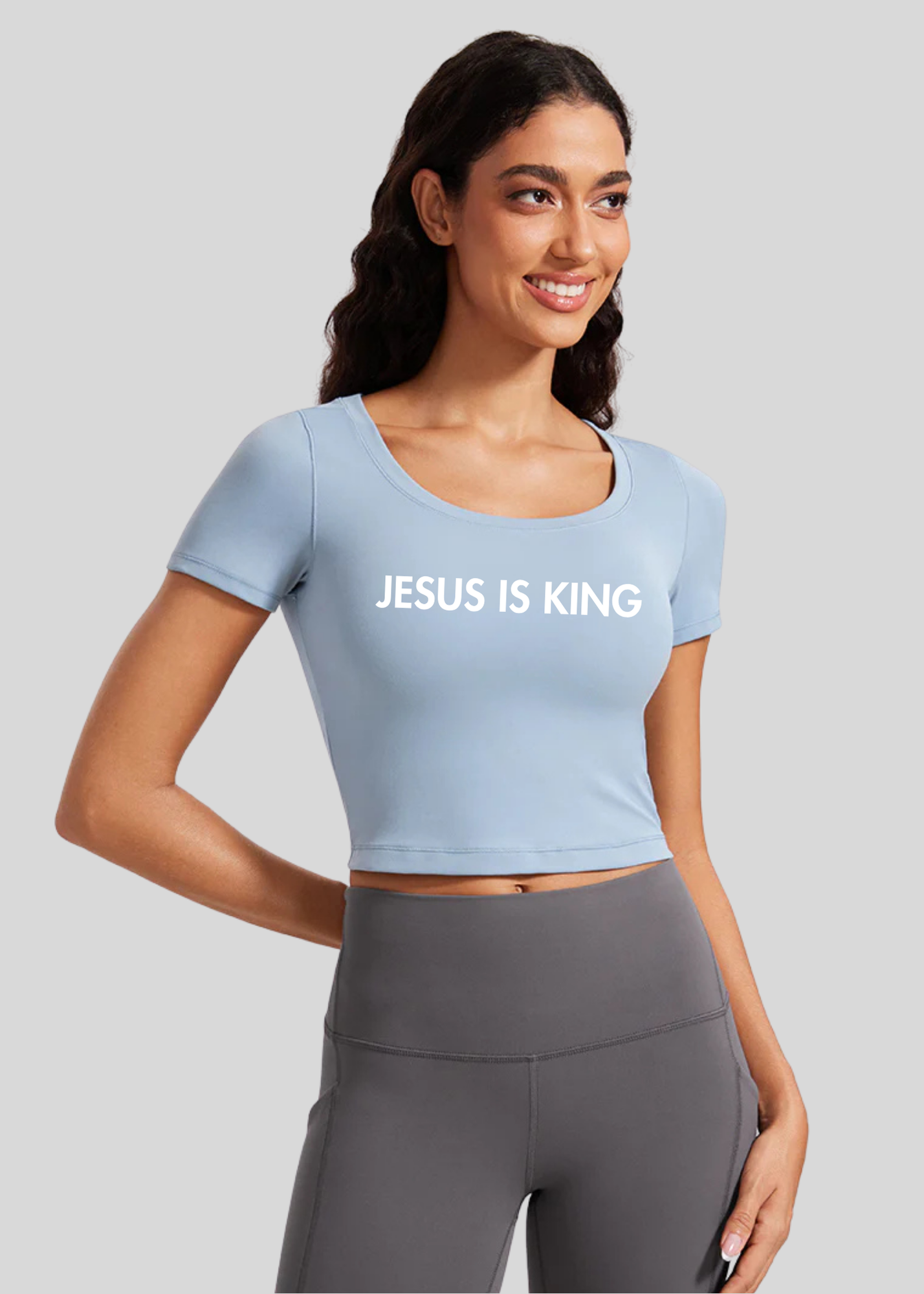 Butterluxe Scoop Neck Cropped Short Sleeves