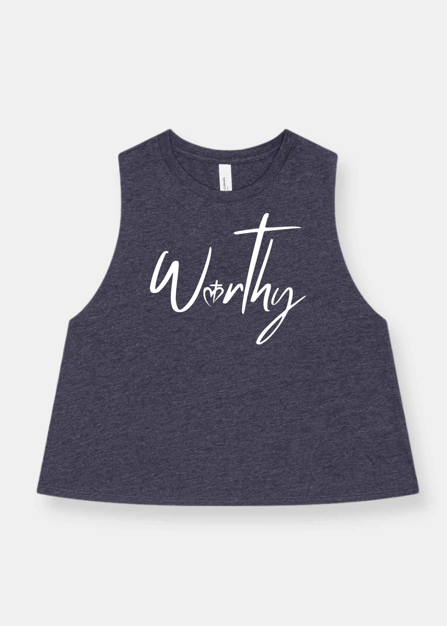 Women's Racerback Cropped Tank - Heather Navy