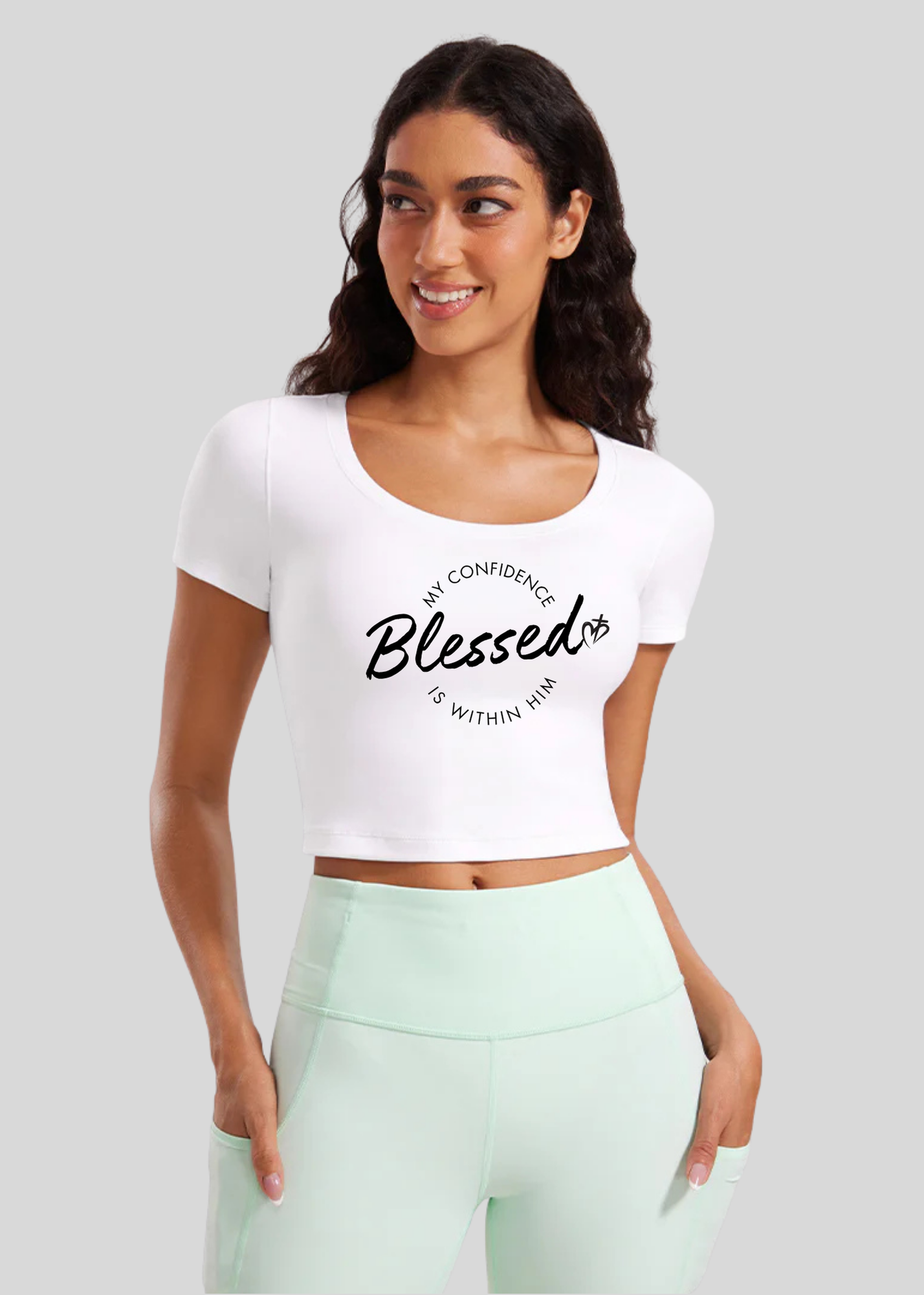 Butterluxe Scoop Neck Cropped Short Sleeves