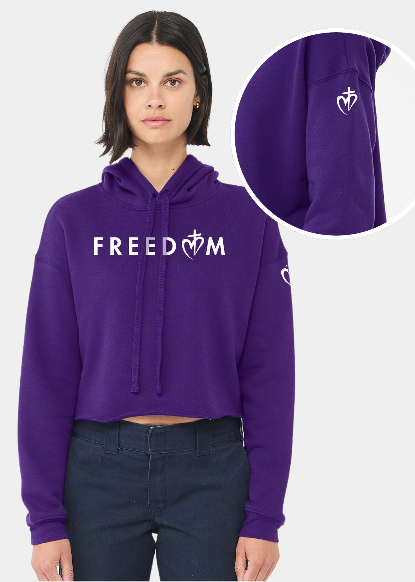 Women's Cropped Fleece Hoodie - FREEDOM