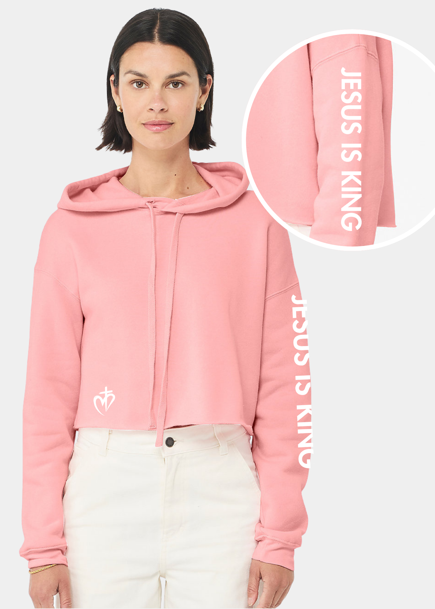 Women's Cropped Fleece Hoodie - Pink