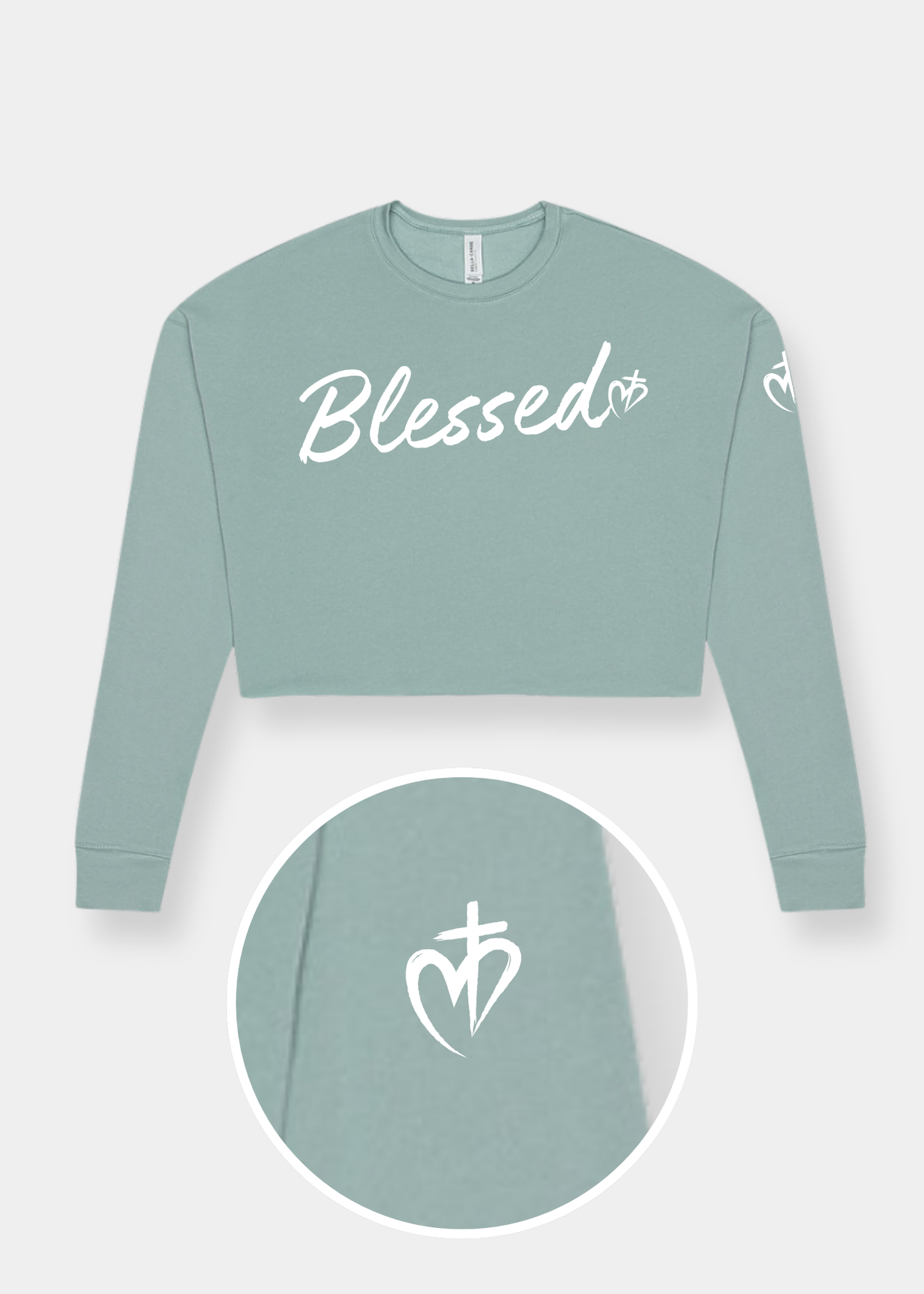 Women's Cropped Crew Fleece - Dusty Blue