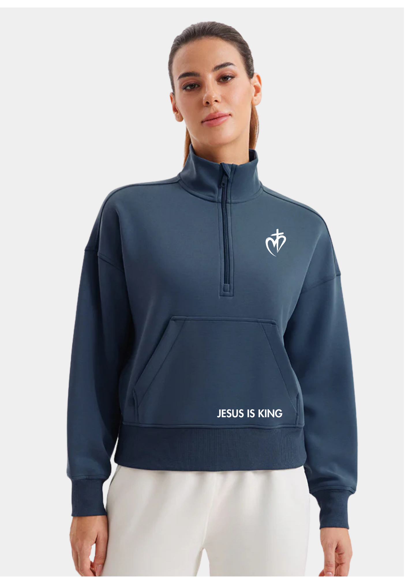 SoftAura Half Zip Pullover Sweatshirt - Ink Blue