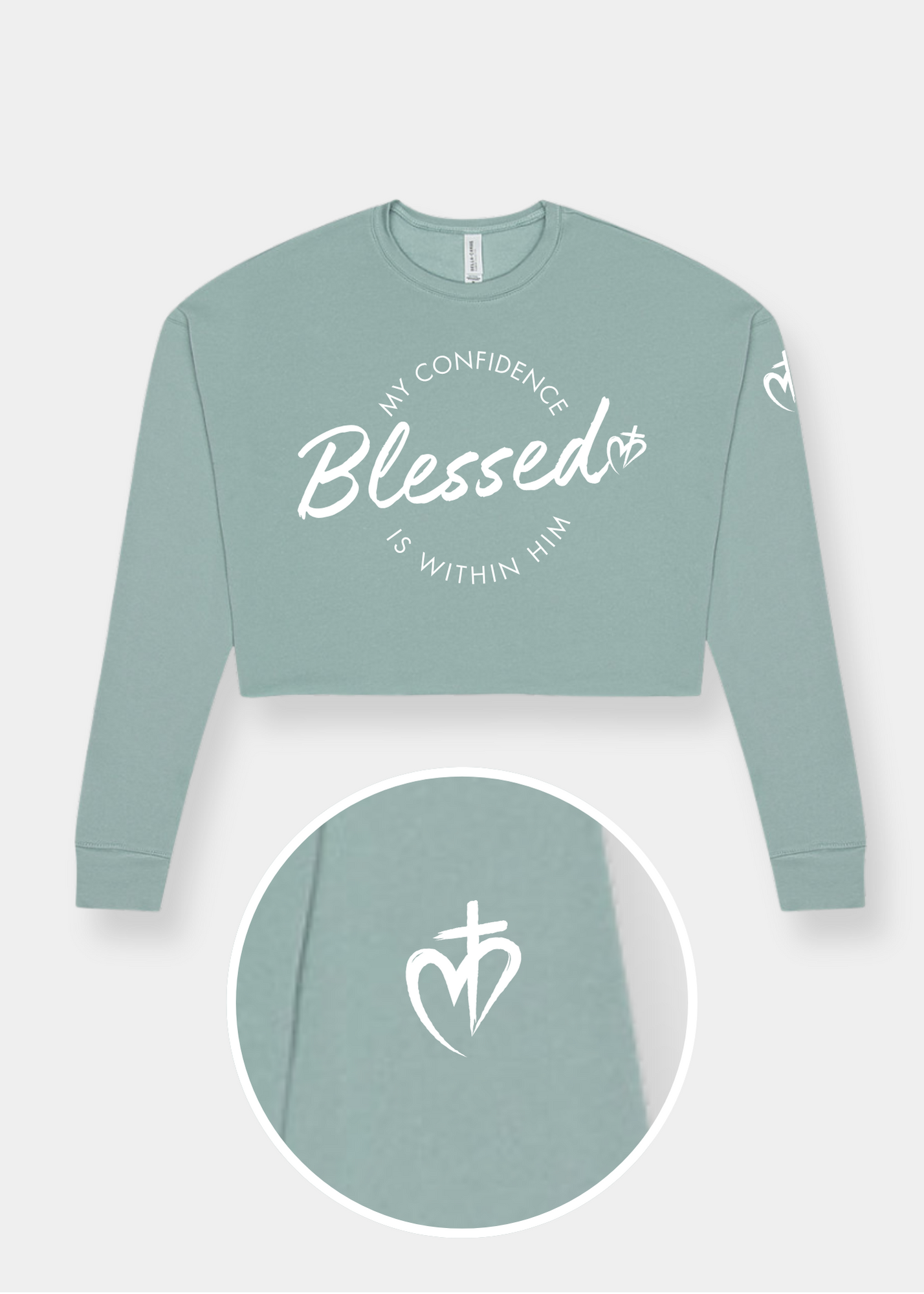 Women's Cropped Crew Fleece - Dusty Blue