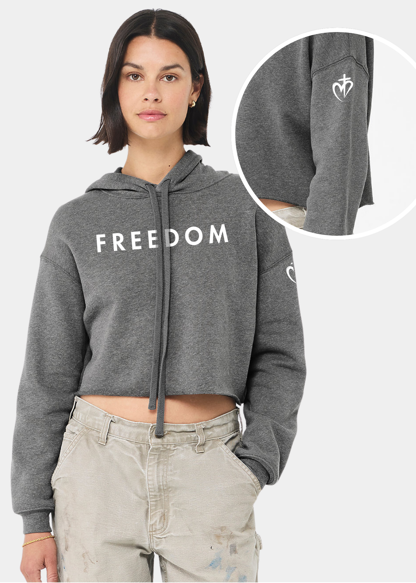 Women's Cropped Fleece Hoodie - FREEDOM