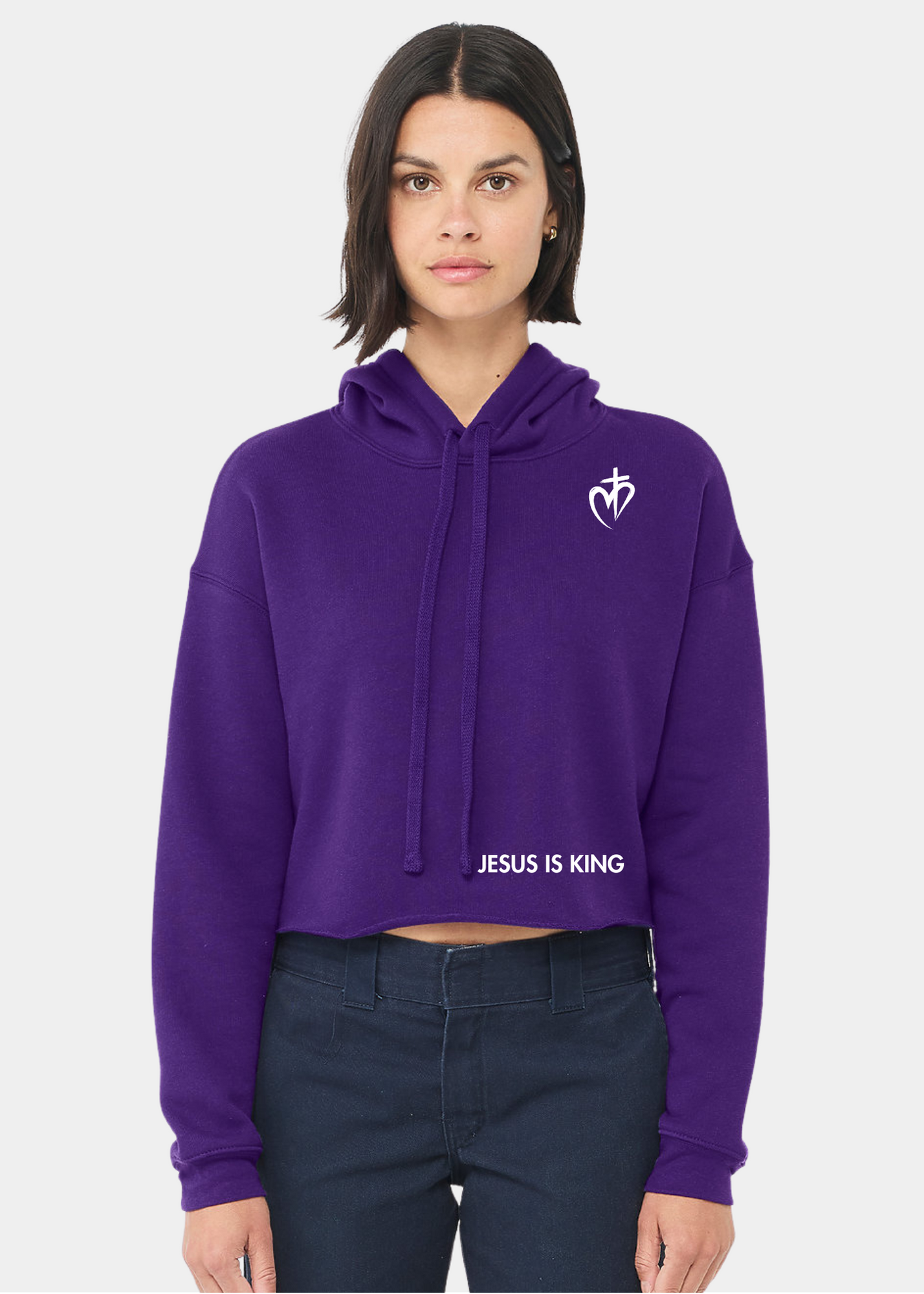 Women's Cropped Fleece Hoodie - Purple