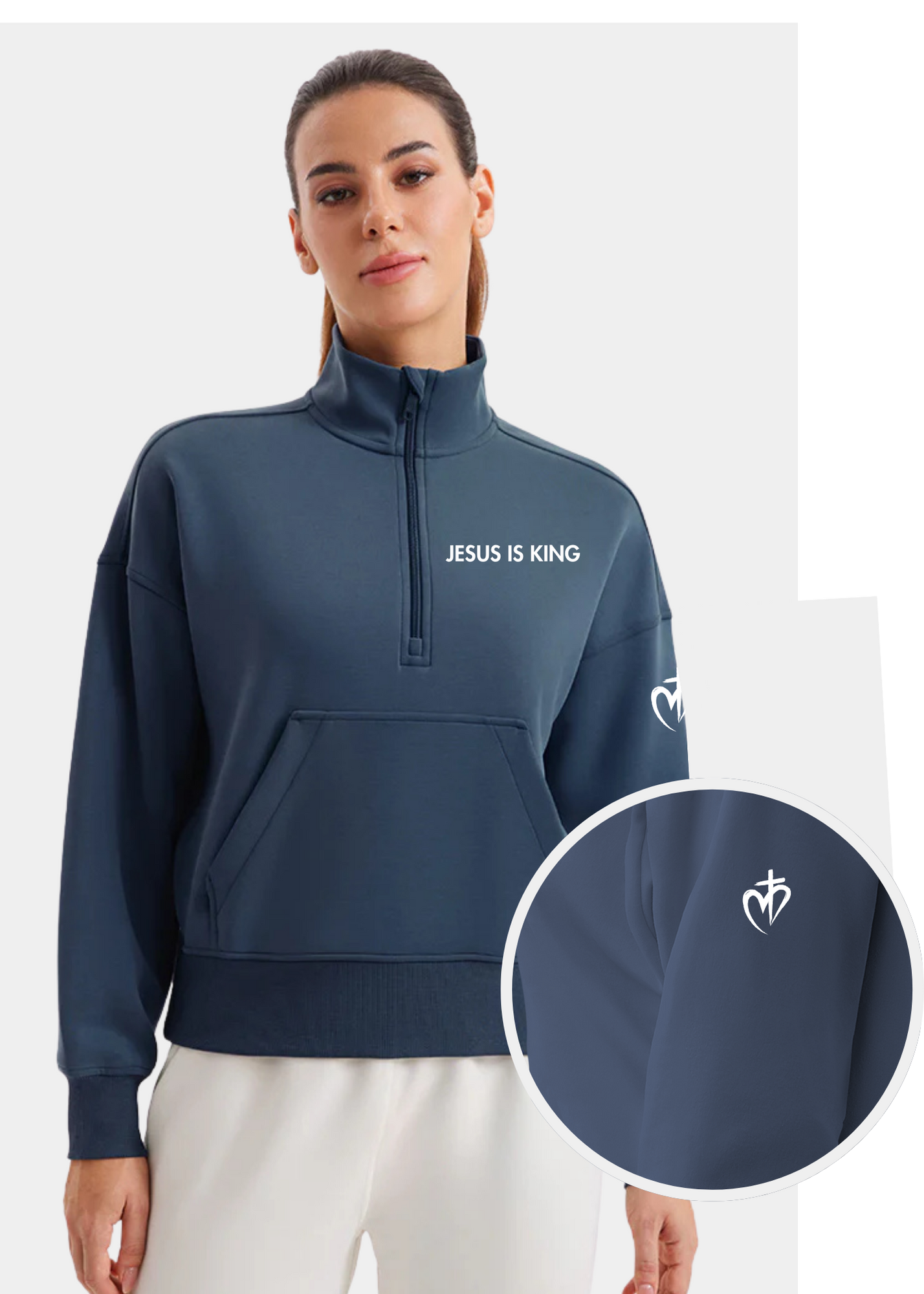 SoftAura Half Zip Pullover Sweatshirt - Ink Blue