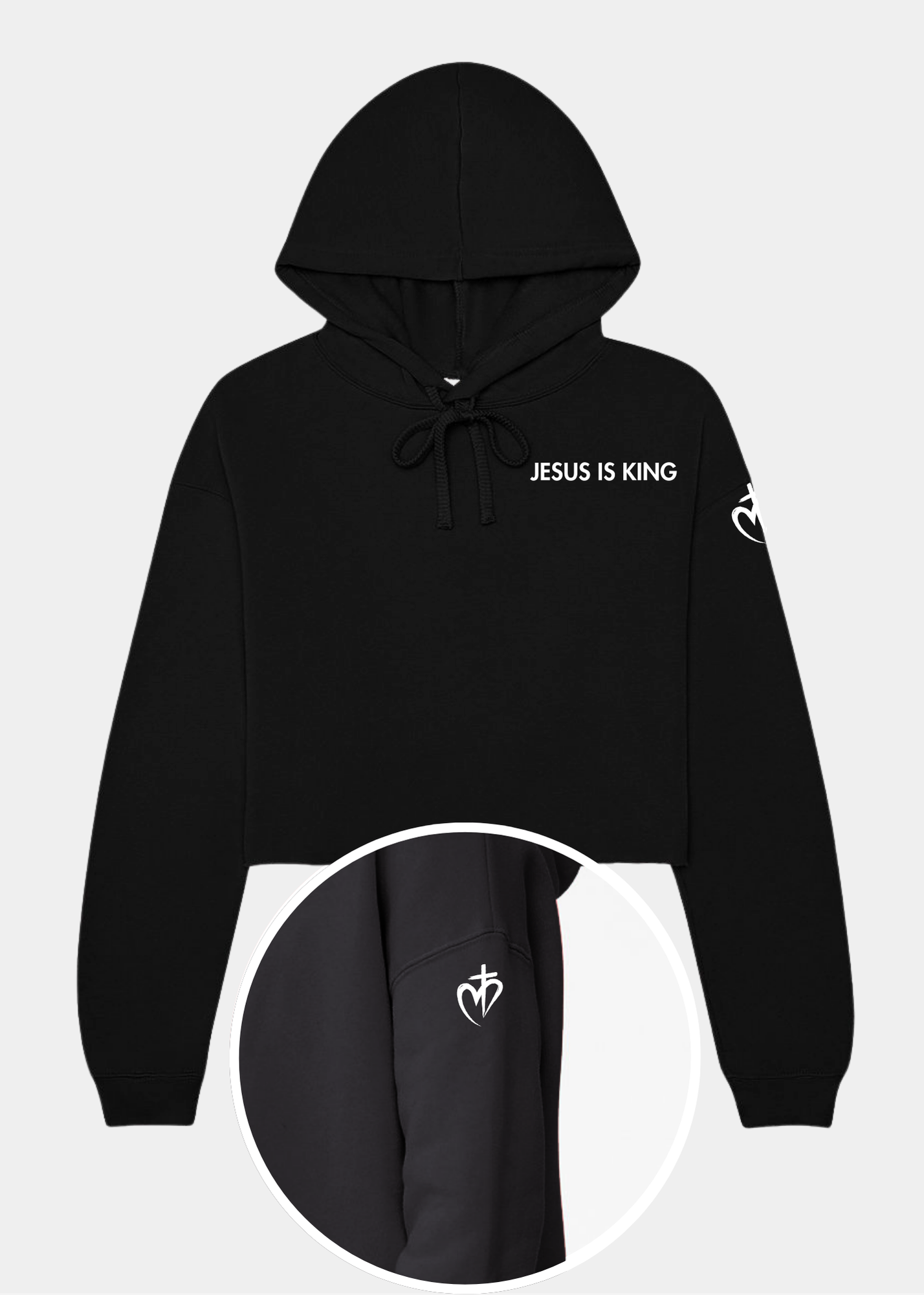 Women's Cropped Fleece Hoodie - Black