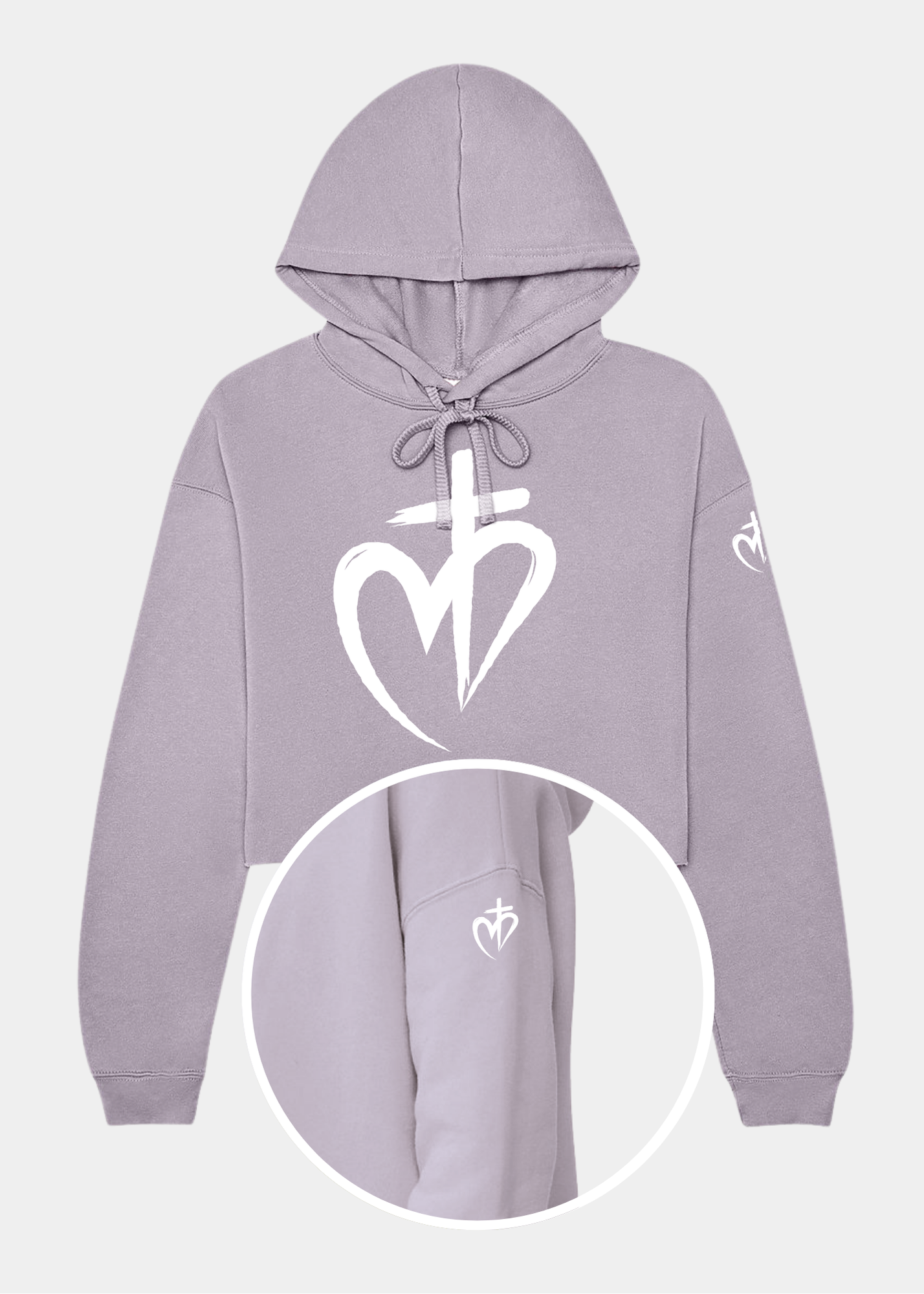 Women's Cropped Fleece Hoodie - Heart A + Heart C