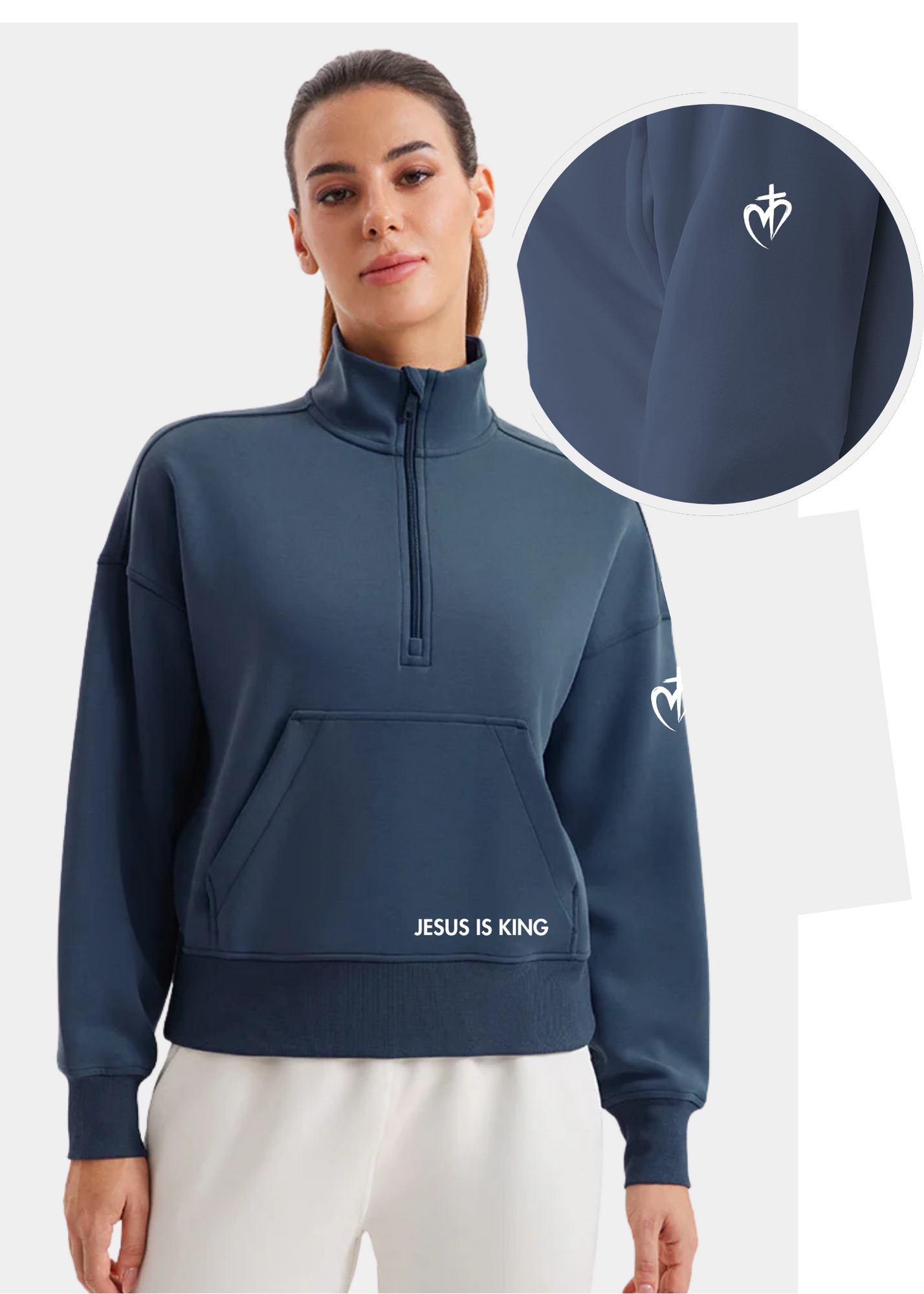 SoftAura Half Zip Pullover Sweatshirt - Ink Blue