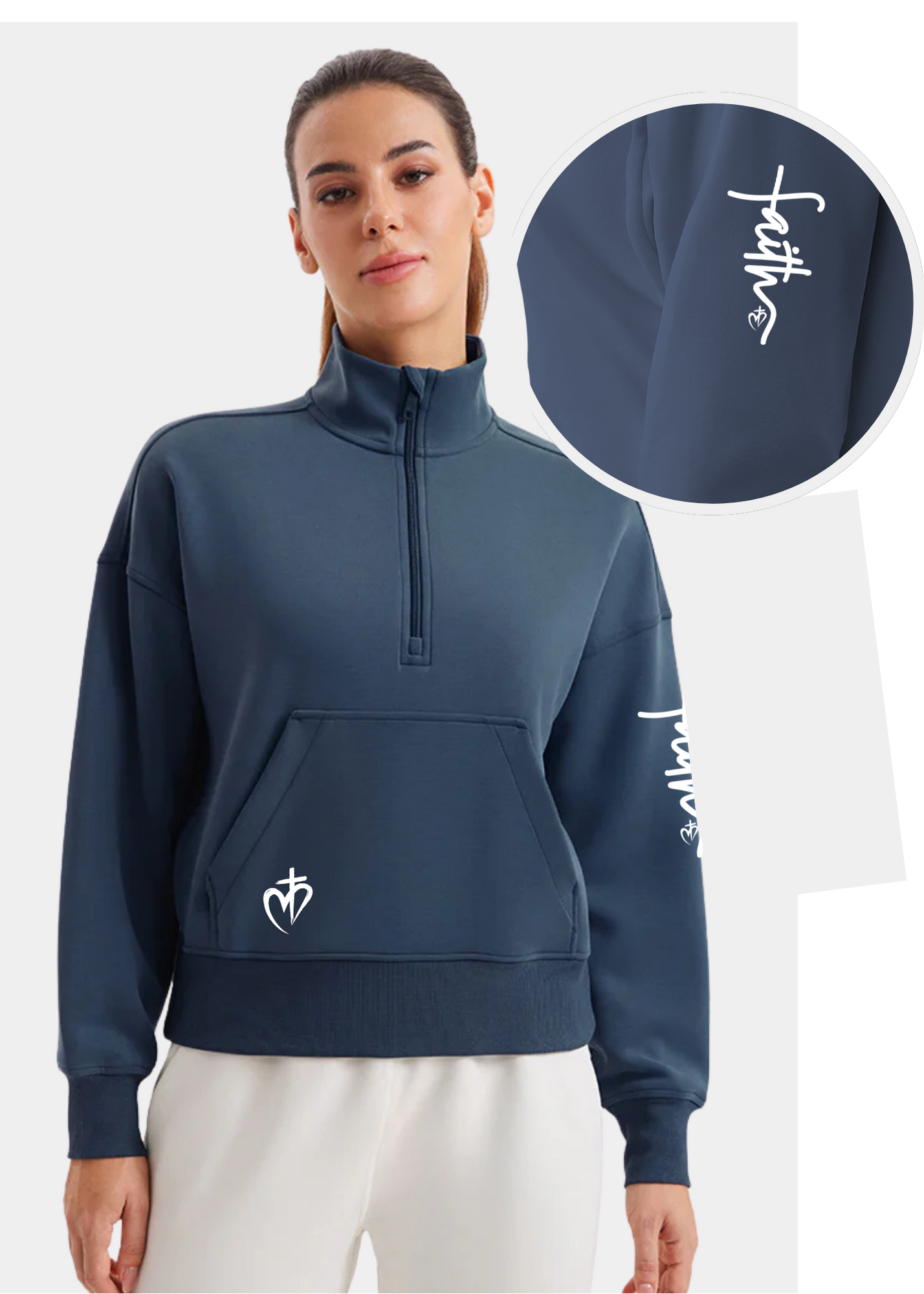 SoftAura Half Zip Pullover Sweatshirt - Ink Blue