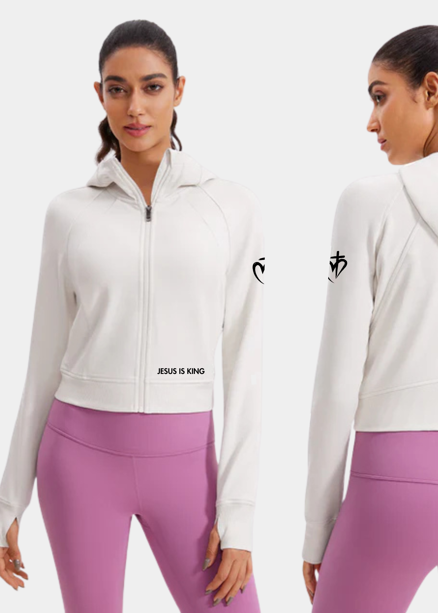 Amenity Cropped Full Zip Hoodies with Thumb Holes