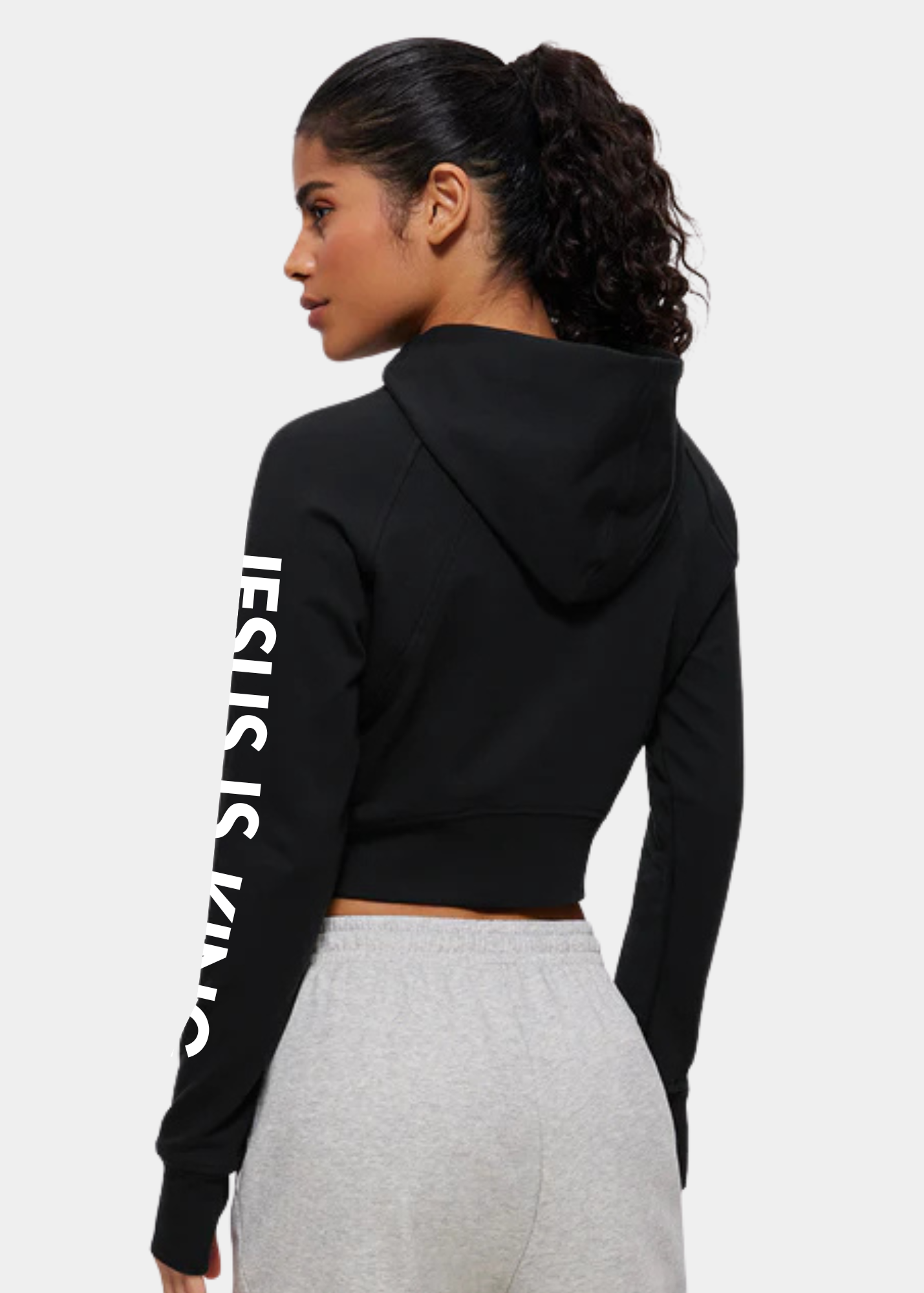 Amenity Cropped Full Zip Hoodies with Thumb Holes