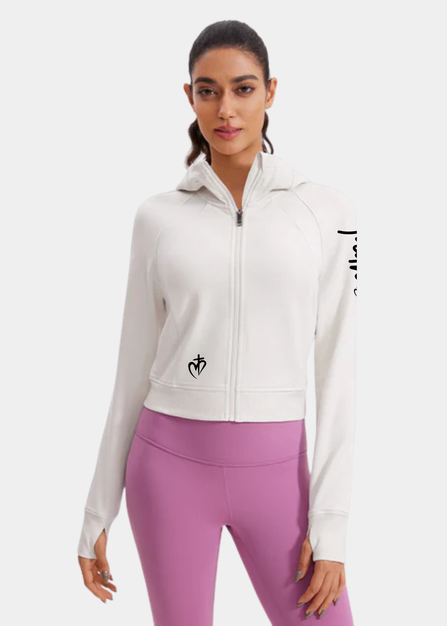 Amenity Cropped Full Zip Hoodies with Thumb Holes