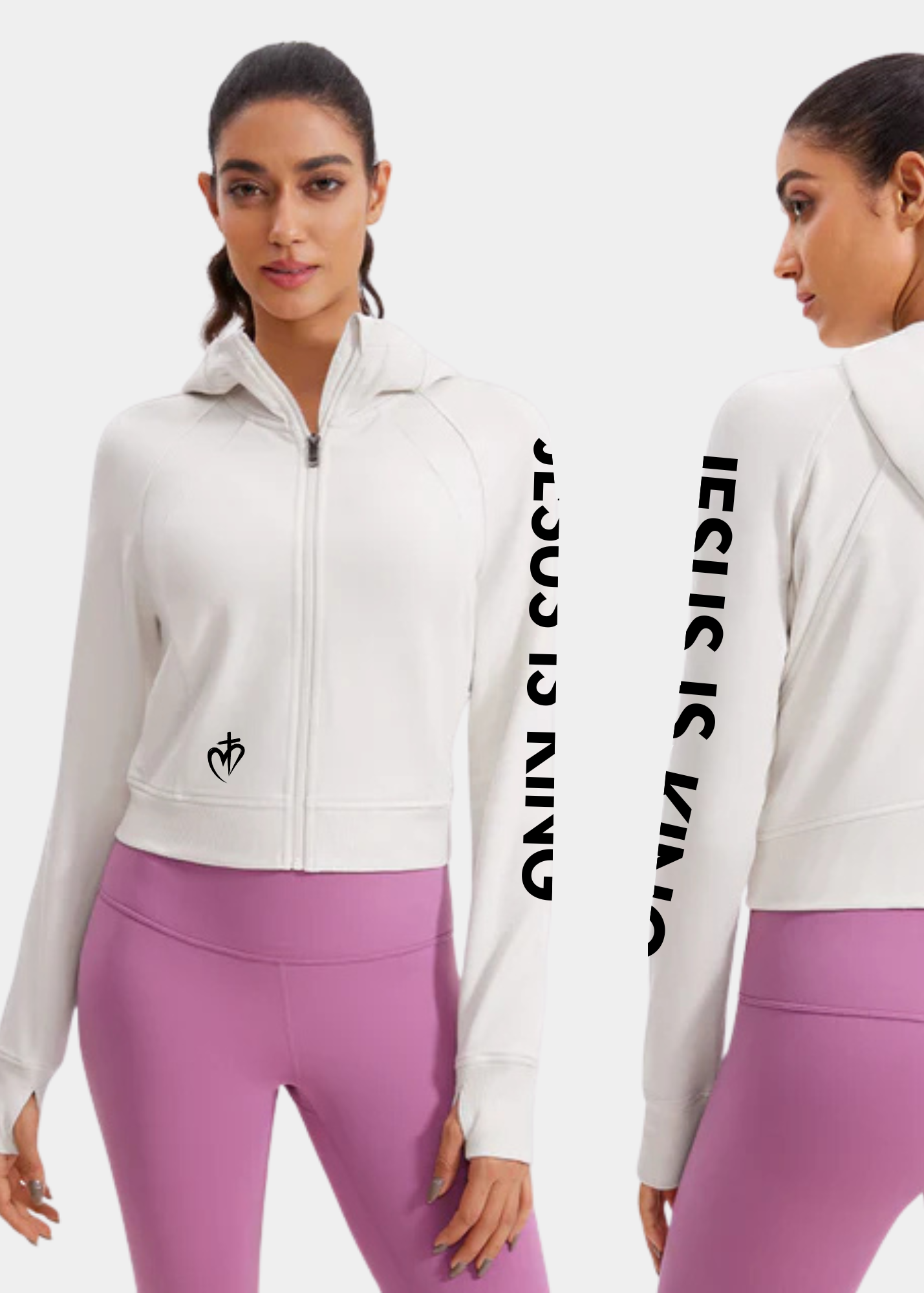 Amenity Cropped Full Zip Hoodies with Thumb Holes