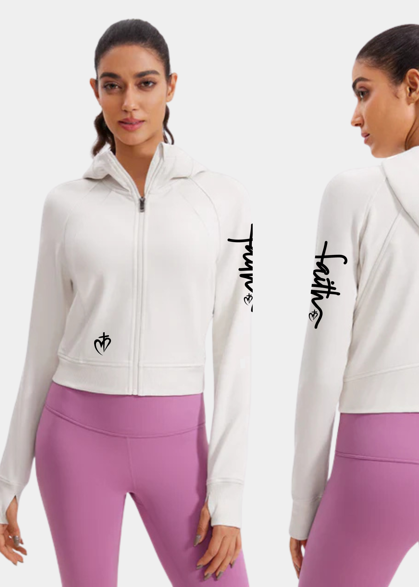 Amenity Cropped Full Zip Hoodies with Thumb Holes