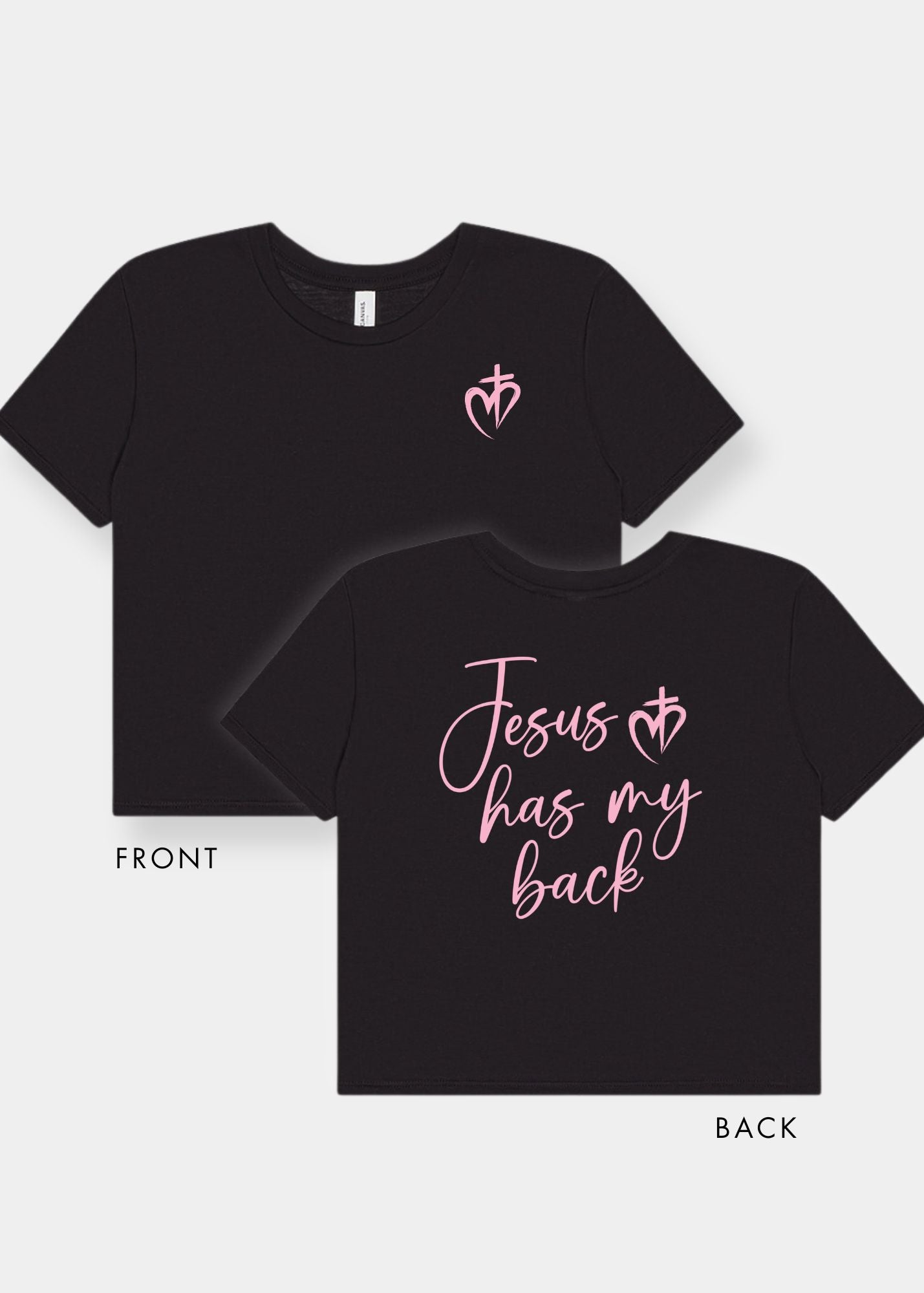 Women's Flowy Cropped Tee - Black + Pink Print