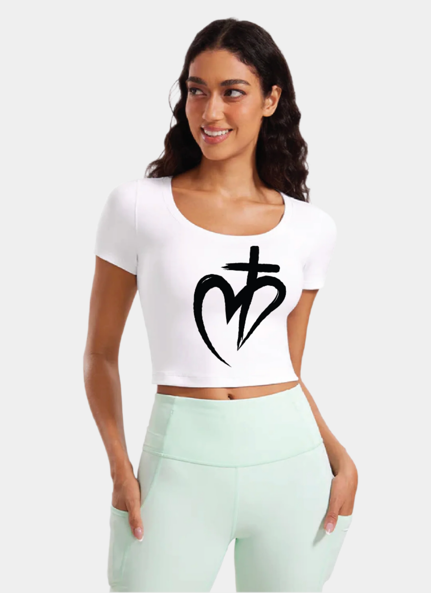 Butterluxe Scoop Neck Cropped Short Sleeves