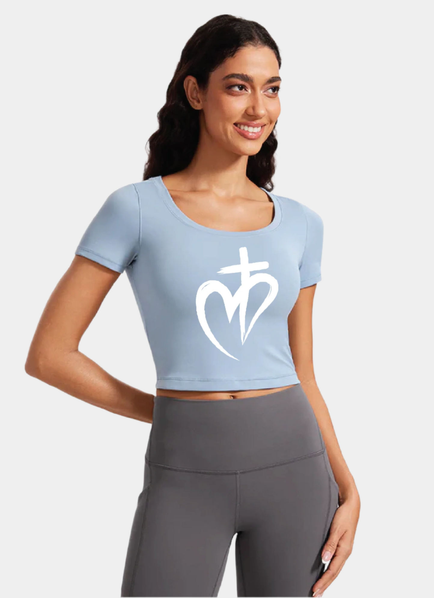 Butterluxe Scoop Neck Cropped Short Sleeves