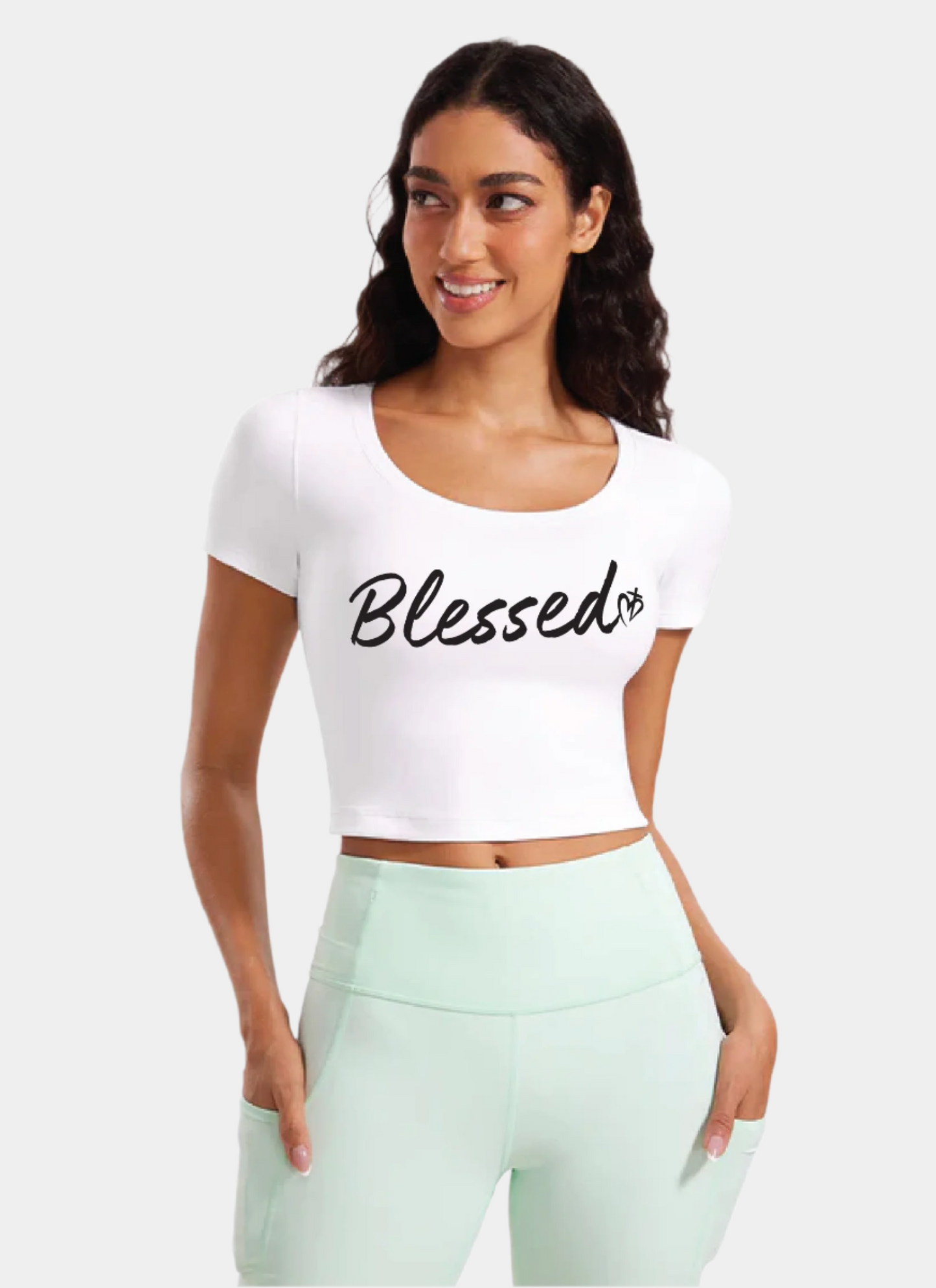 Butterluxe Scoop Neck Cropped Short Sleeves