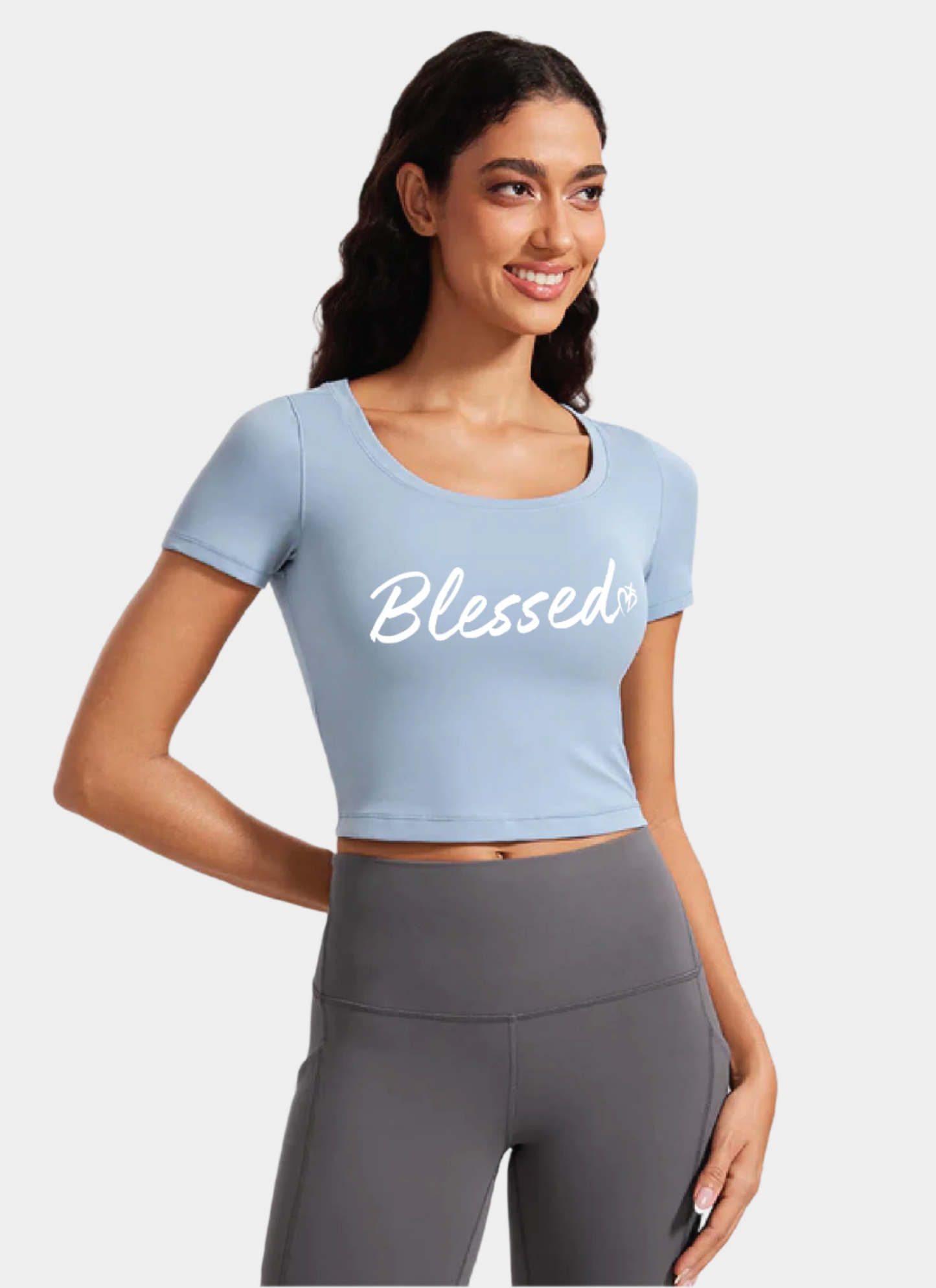 Butterluxe Scoop Neck Cropped Short Sleeves