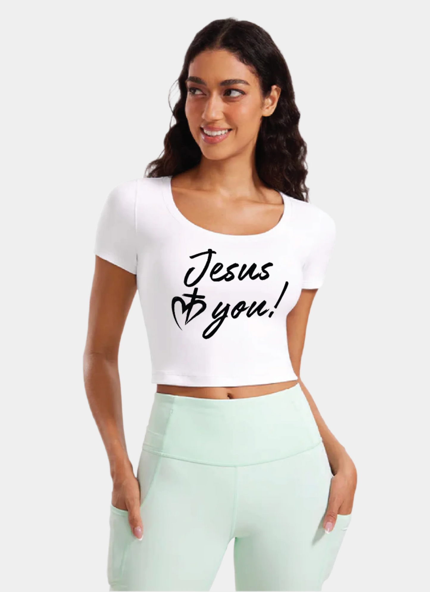 Butterluxe Scoop Neck Cropped Short Sleeves