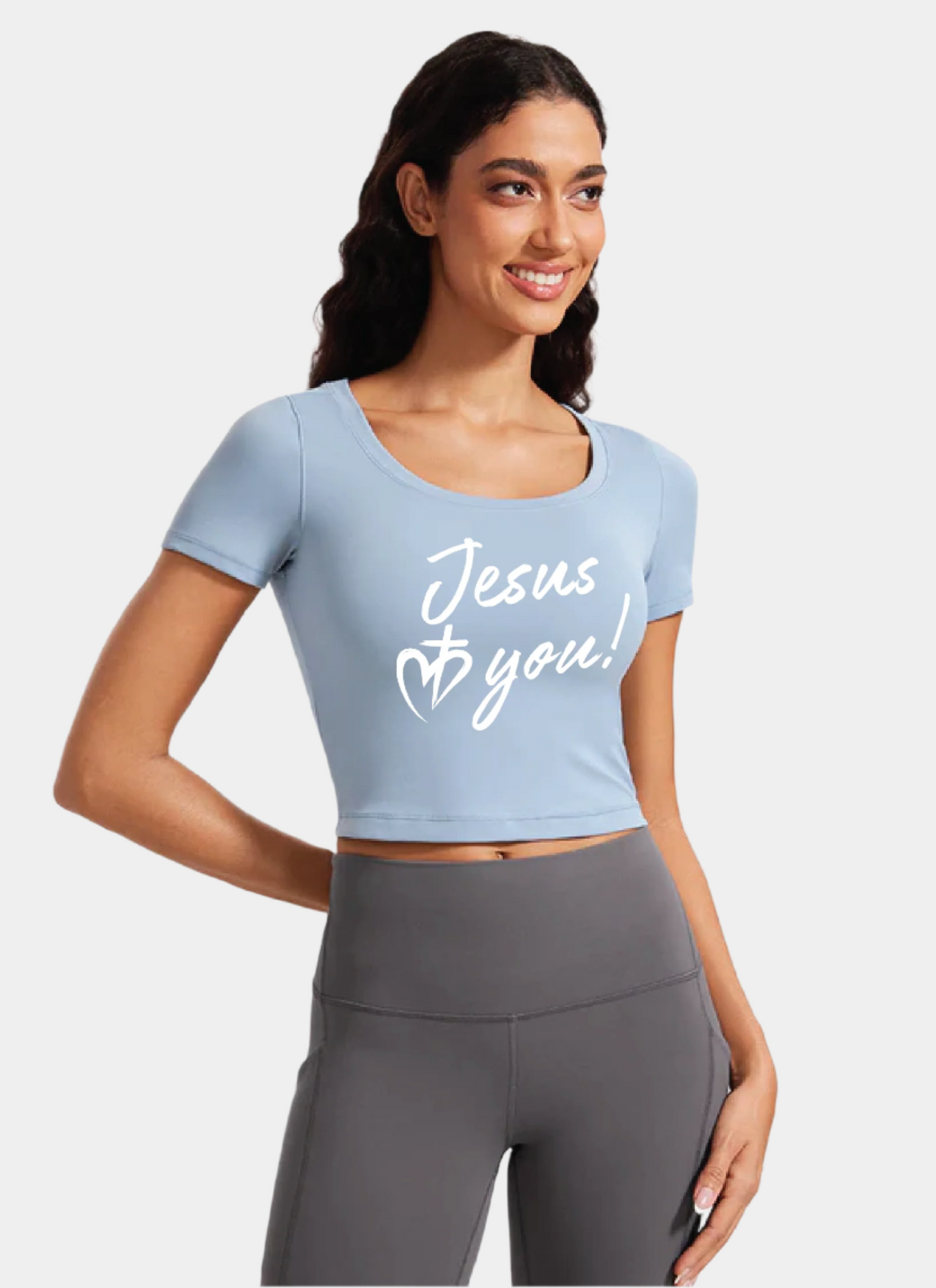Butterluxe Scoop Neck Cropped Short Sleeves