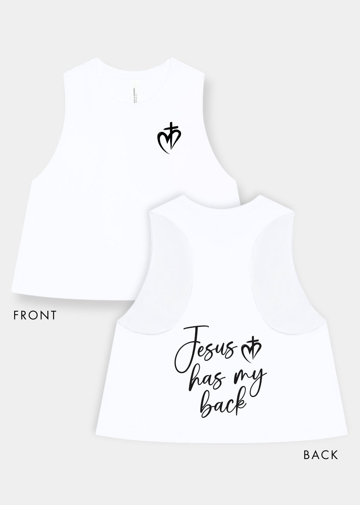 Women's Racerback Cropped Tank - White + Black Print