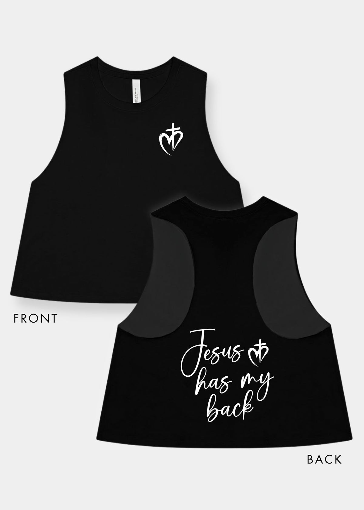 Women's Racerback Cropped Tank - Black + White Print